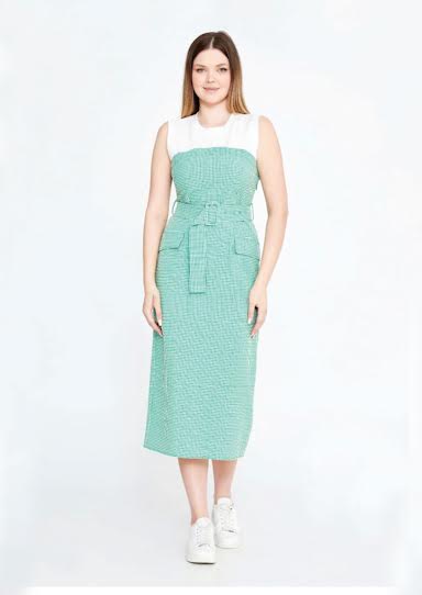 MIDI GREEN VICHY DAY DRESS