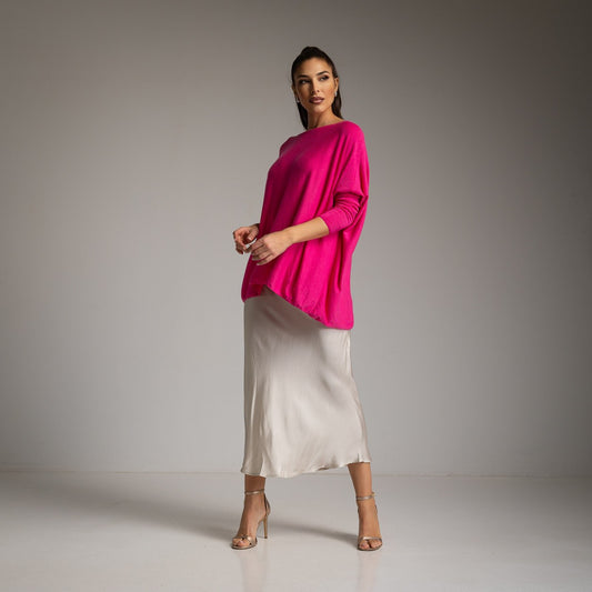 LIGHT BEIGE SATIN LONG SKIRT