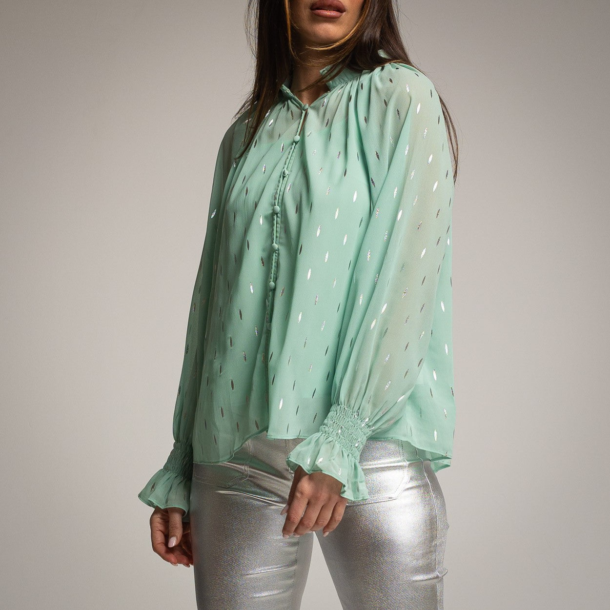 TURQUOISE DRESSY SHIRT