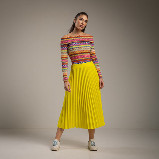 YELLOW PLEATED SKIRT