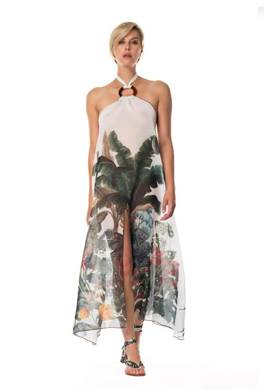ACQUADICOCCO BEACH DRESS BANANA PALM RPINT