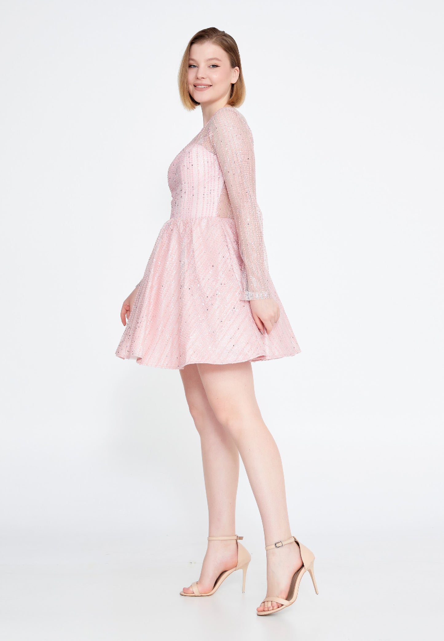 PINK SWEETHEART SILVER GLITTER DRESS