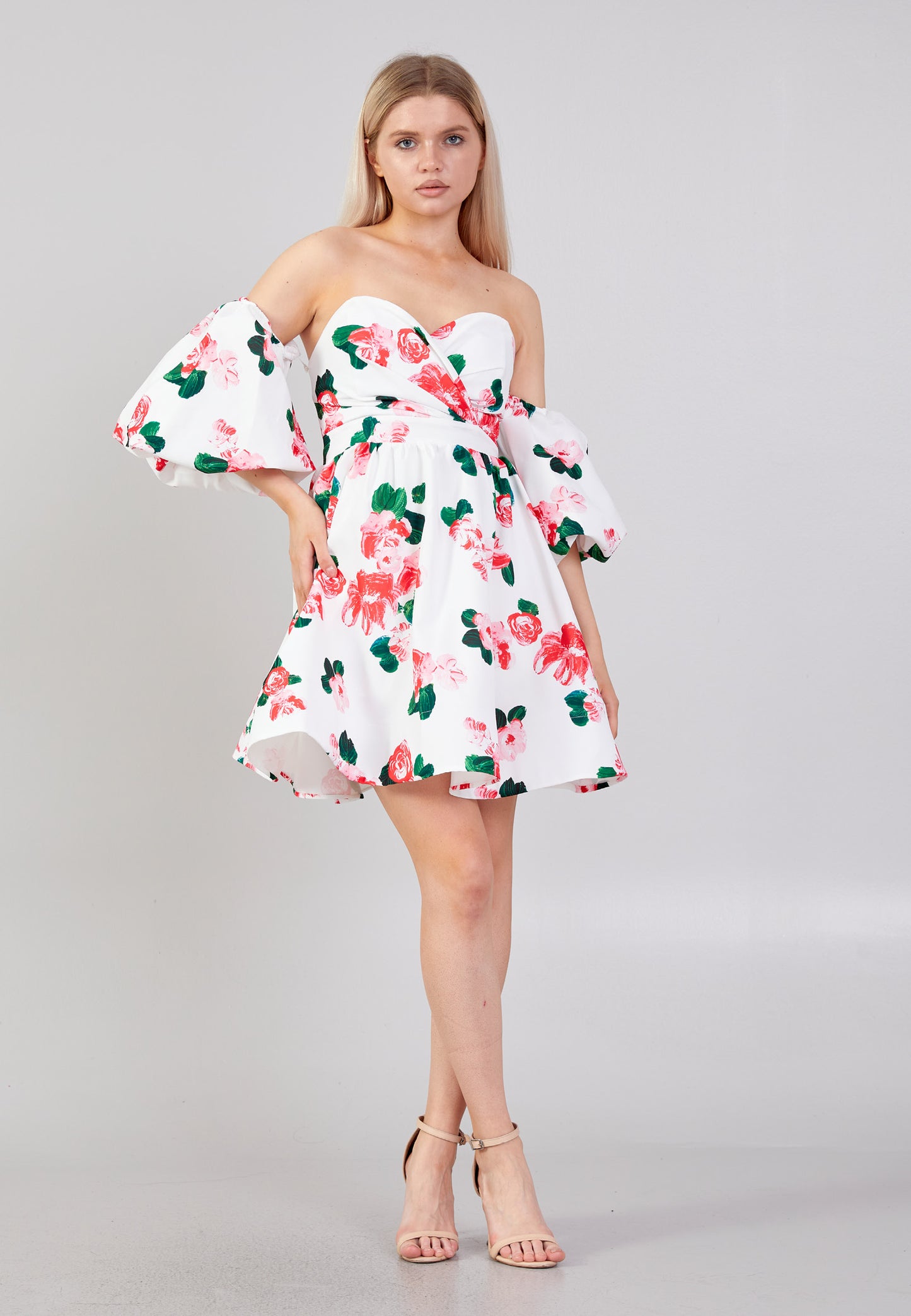 Romantic Flower print Bustier dress