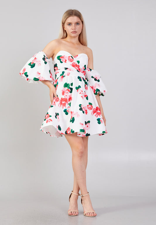 Romantic Flower print Bustier dress