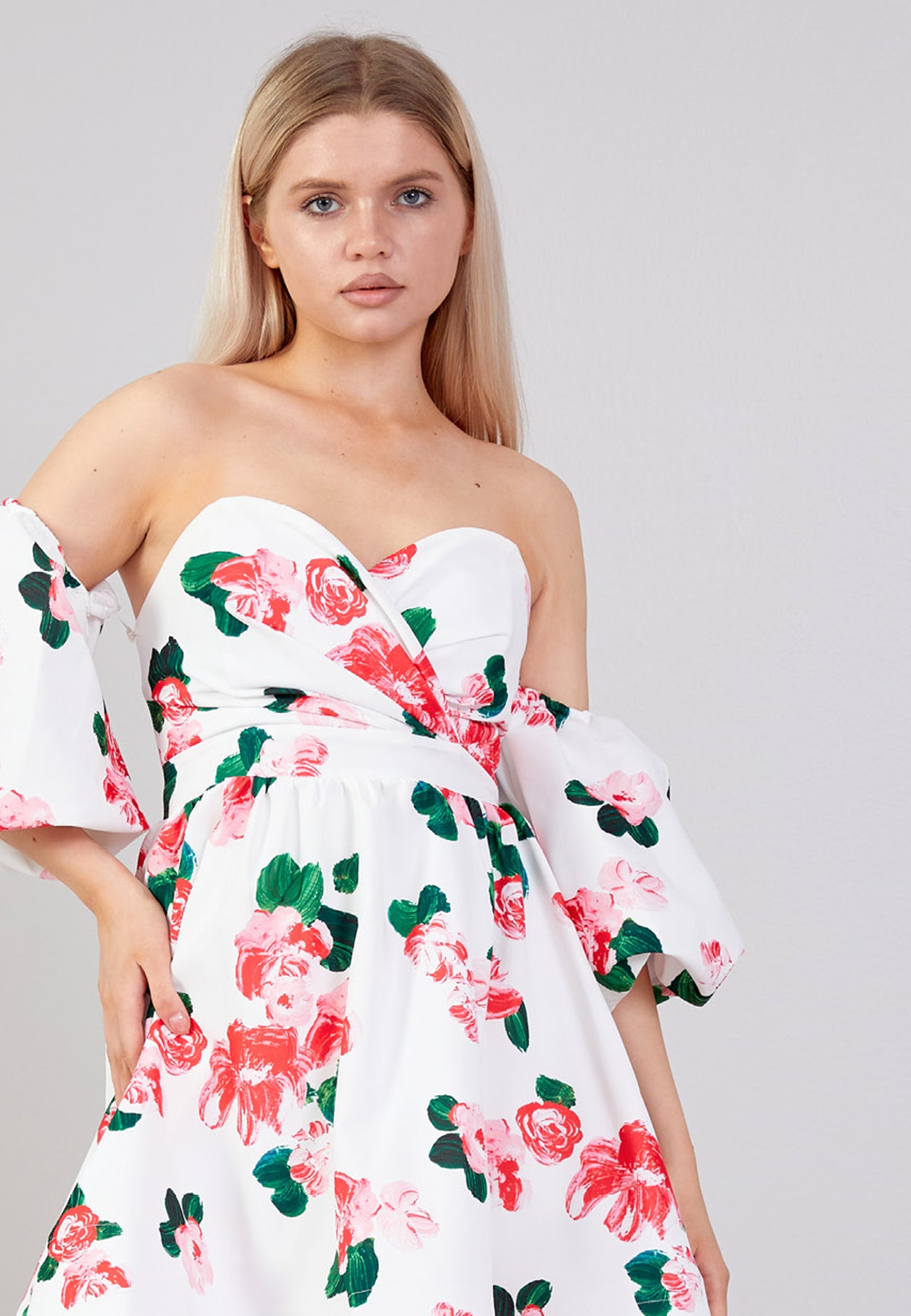 Romantic Flower print Bustier dress