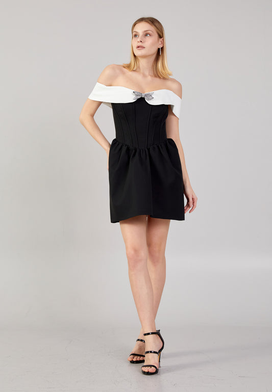 BLACK AND WHITE CORSET DRESS