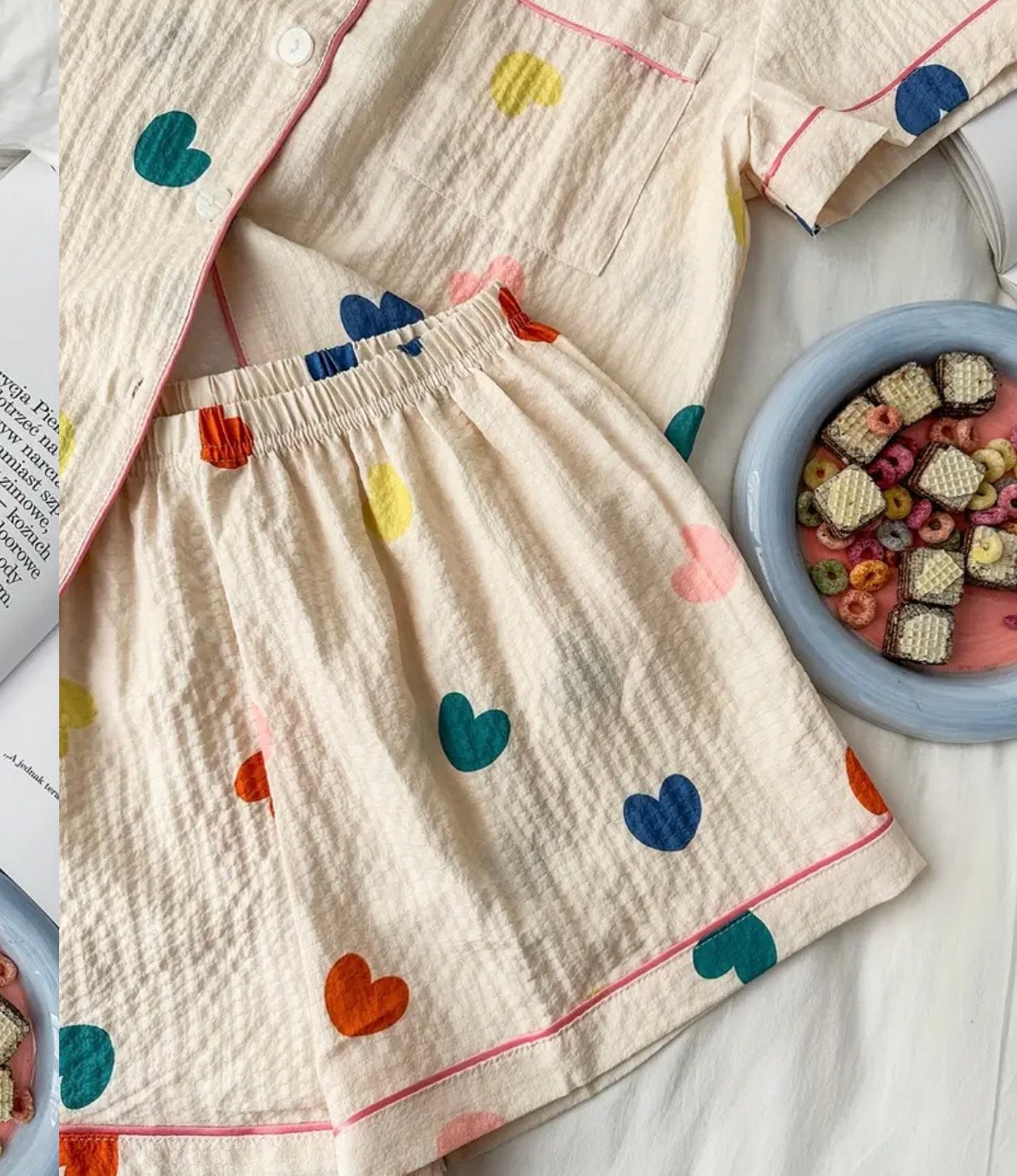 HEART  PRINT SHORT PYJAMAS SET