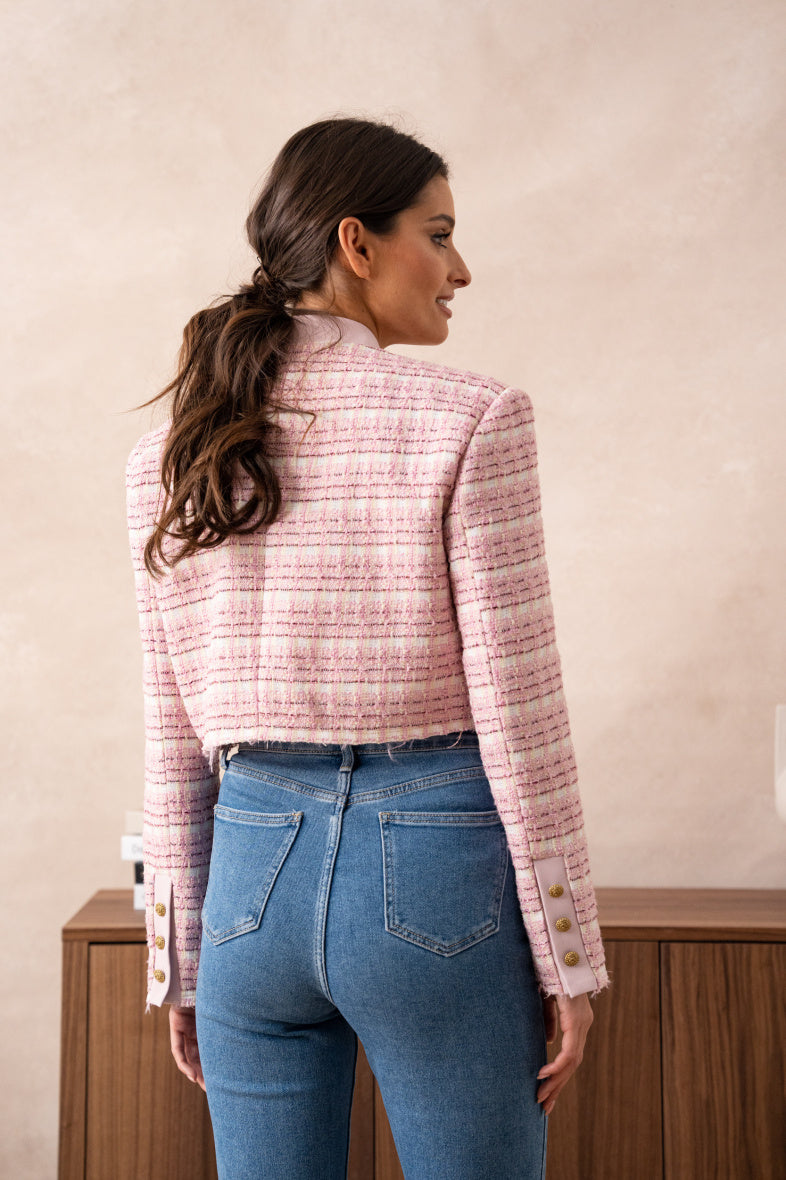 CROP PINK TWEED JACKET