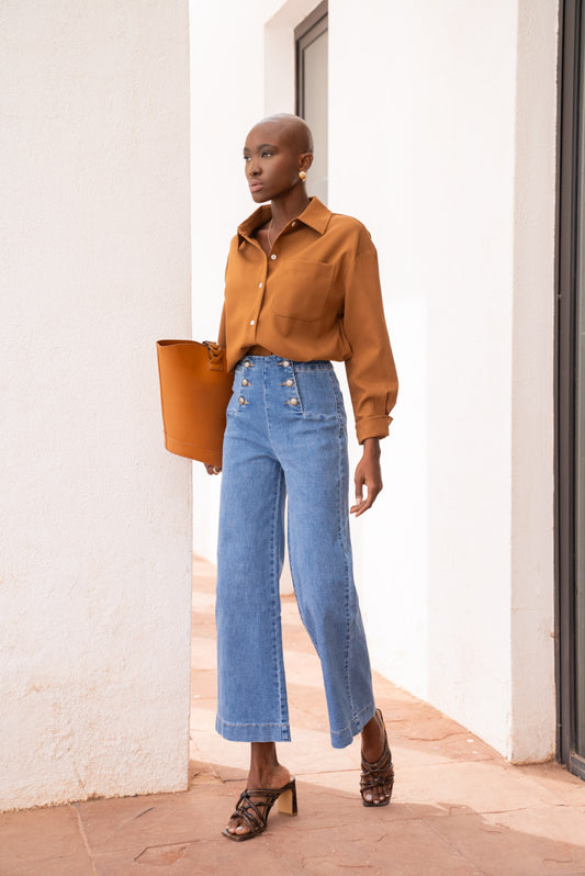 LIGHT BLUE HIGH WAIST DENIM PANT