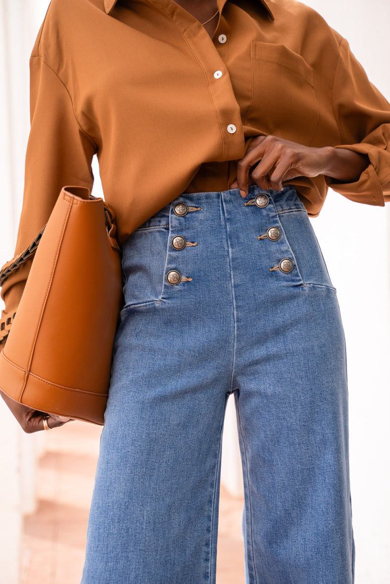 LIGHT BLUE HIGH WAIST DENIM PANT