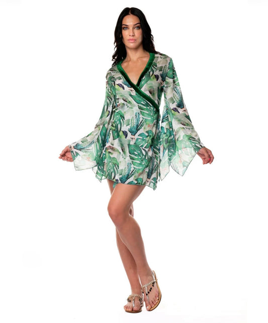 ACQUADICOCCO KIMONO CORTO PASSAMANERIA TROPICAL