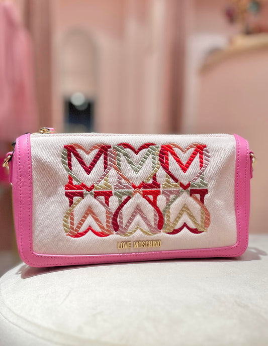 EMBROIDERED CANVAS MOSCHINO BAG