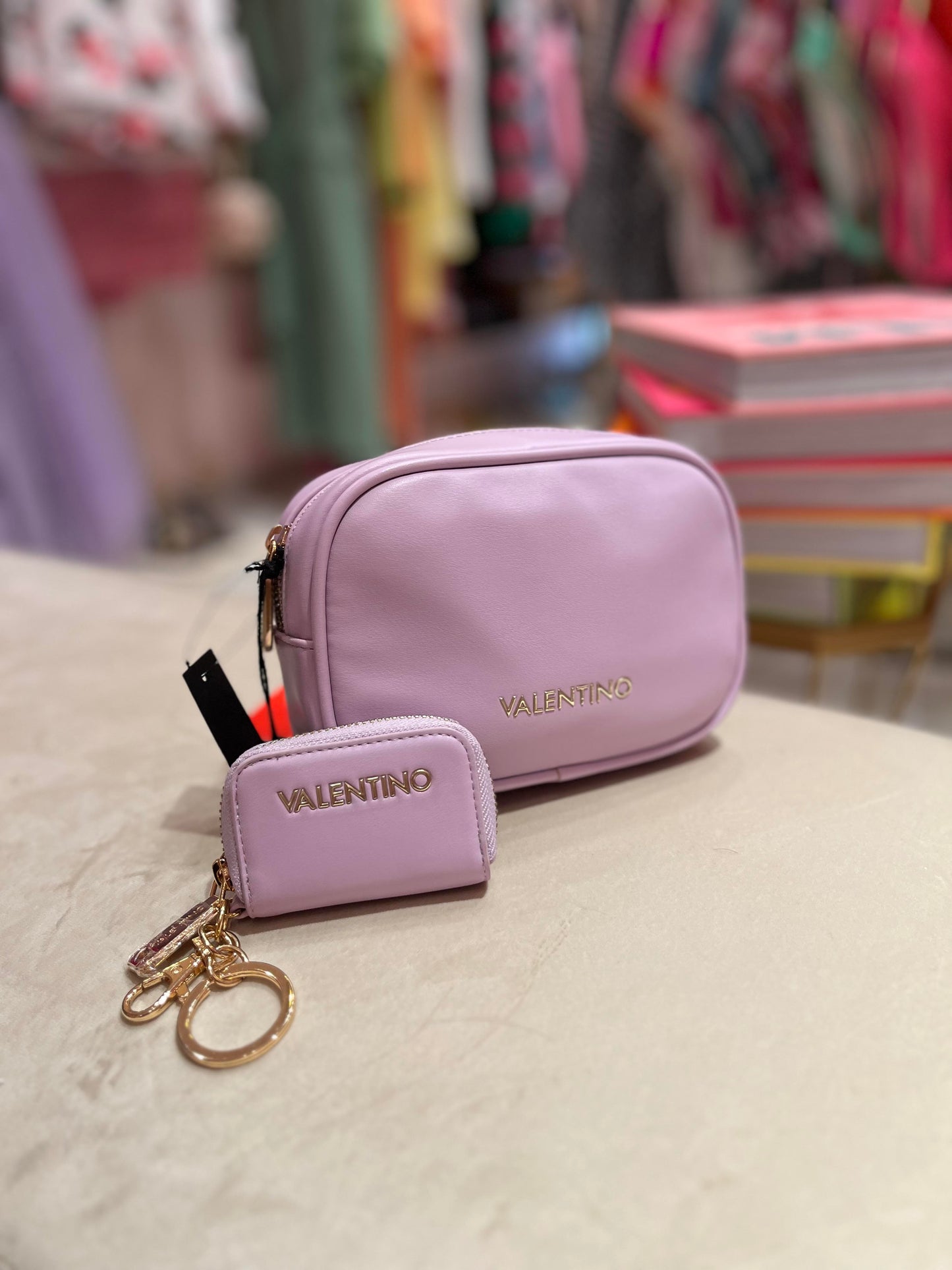 MINI VALENTINO LILA WALLET AND KEY HOLDER
