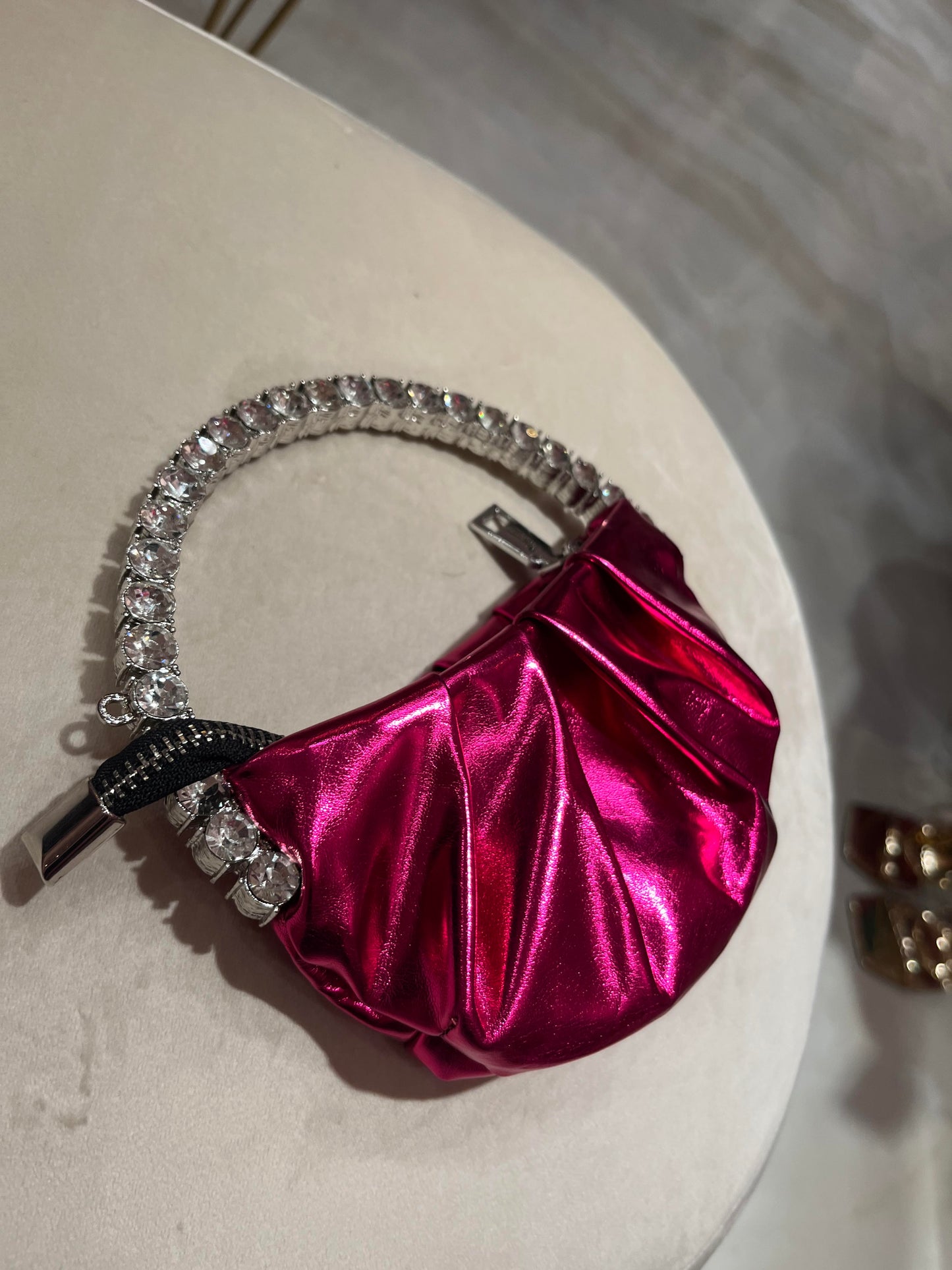 MINI METALLIC FUSCHIA LEATHER PURSE