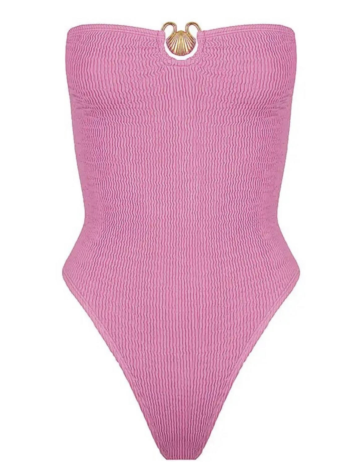 PINK STRAPLESS SEASHELL SWIMSUIT