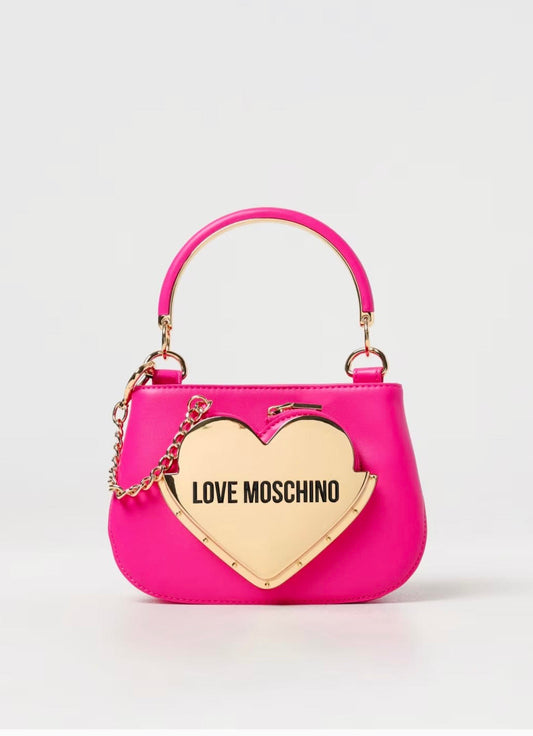 FUSCHIA LOVE MOSCHINO GOLD HEART MINI BAG