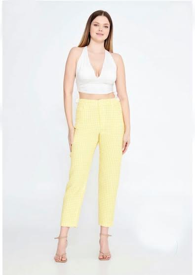 YELLOW VICHY STRAIGHT PANT