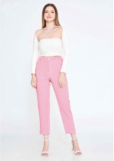 PINK VICHY STRAIGHT PANT