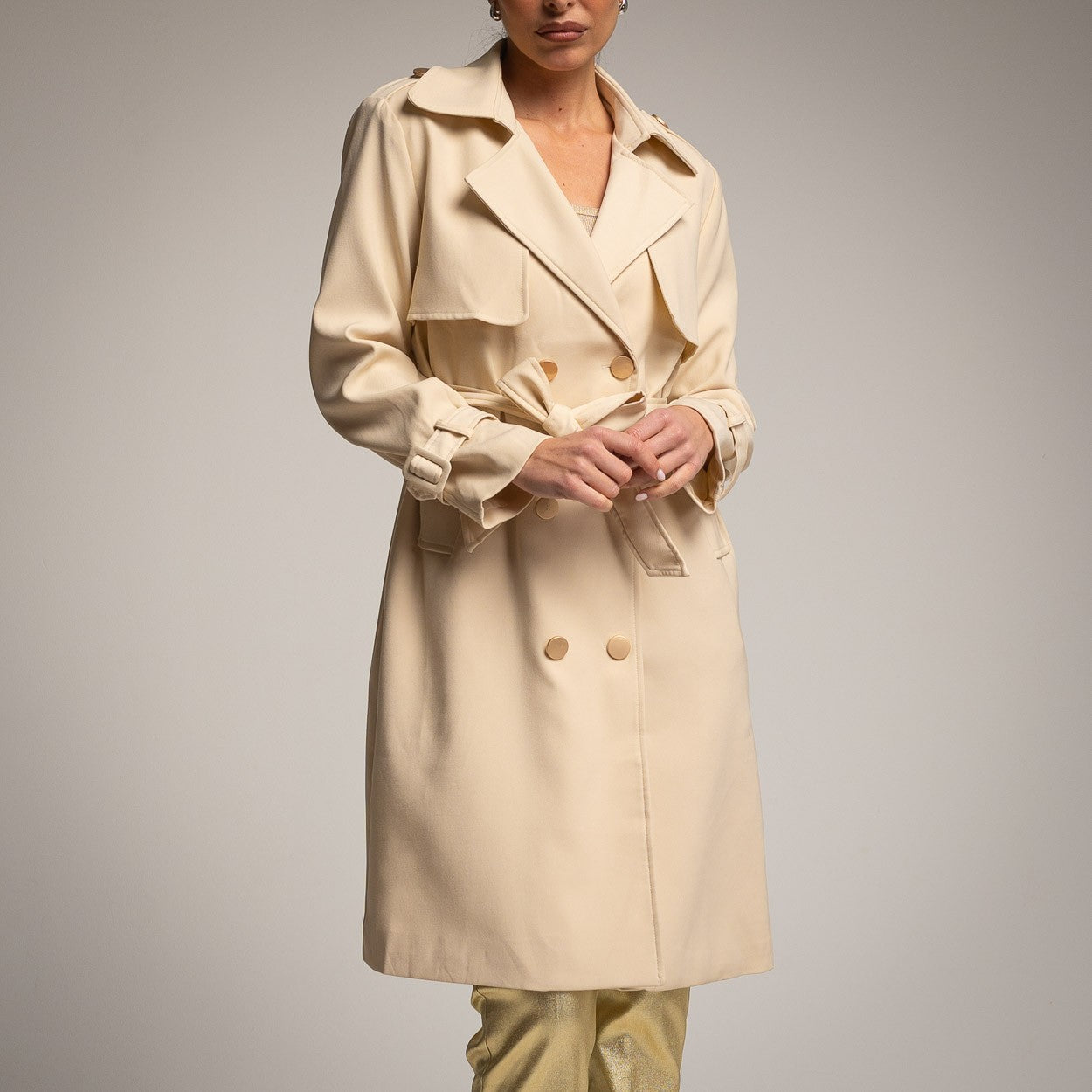GABARDINE BEIGE TRENCH COAT