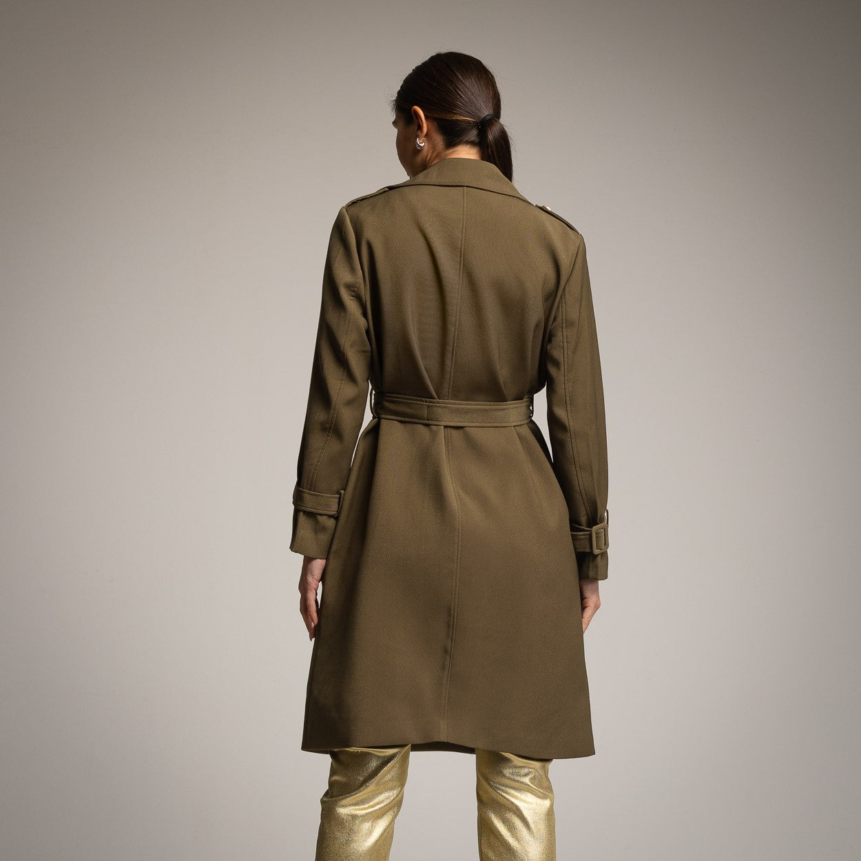 KAKI GABARDINE TRENCH COAT