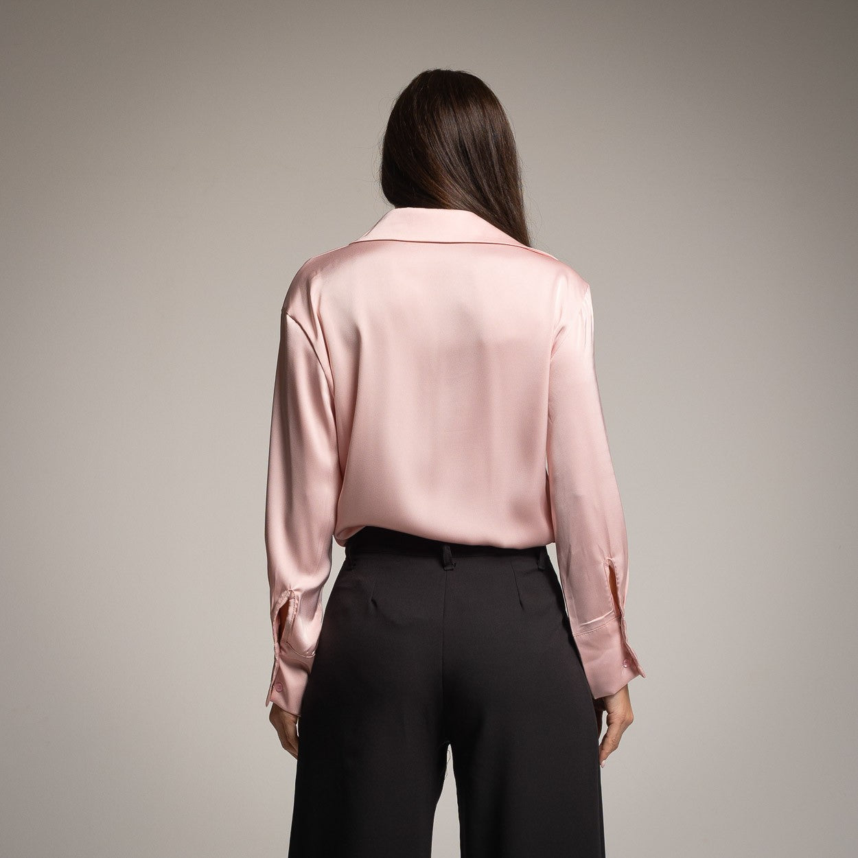 SILKY PINK SATIN SHIRT