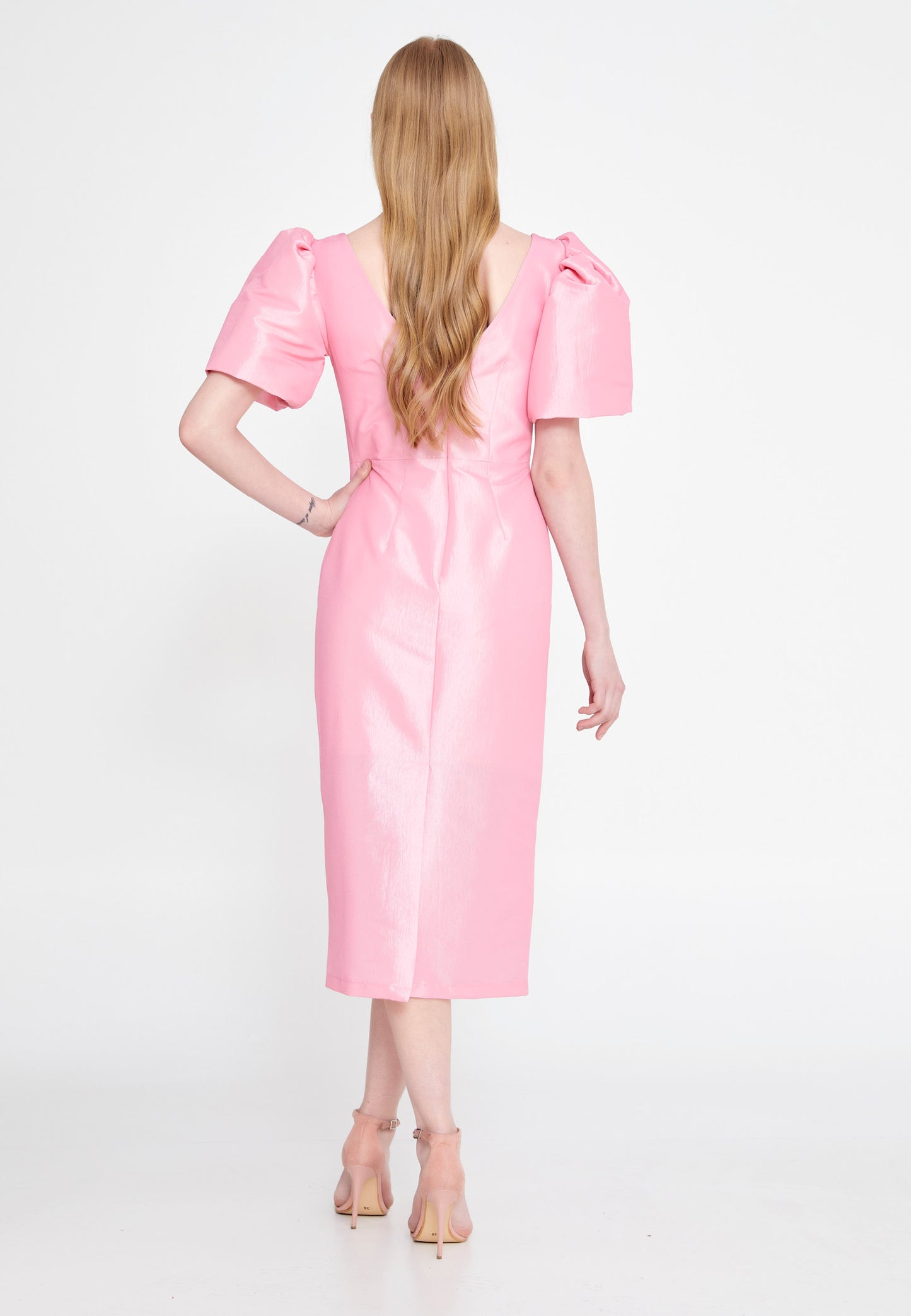 PINK TAFFETA BUSTIER DRESS