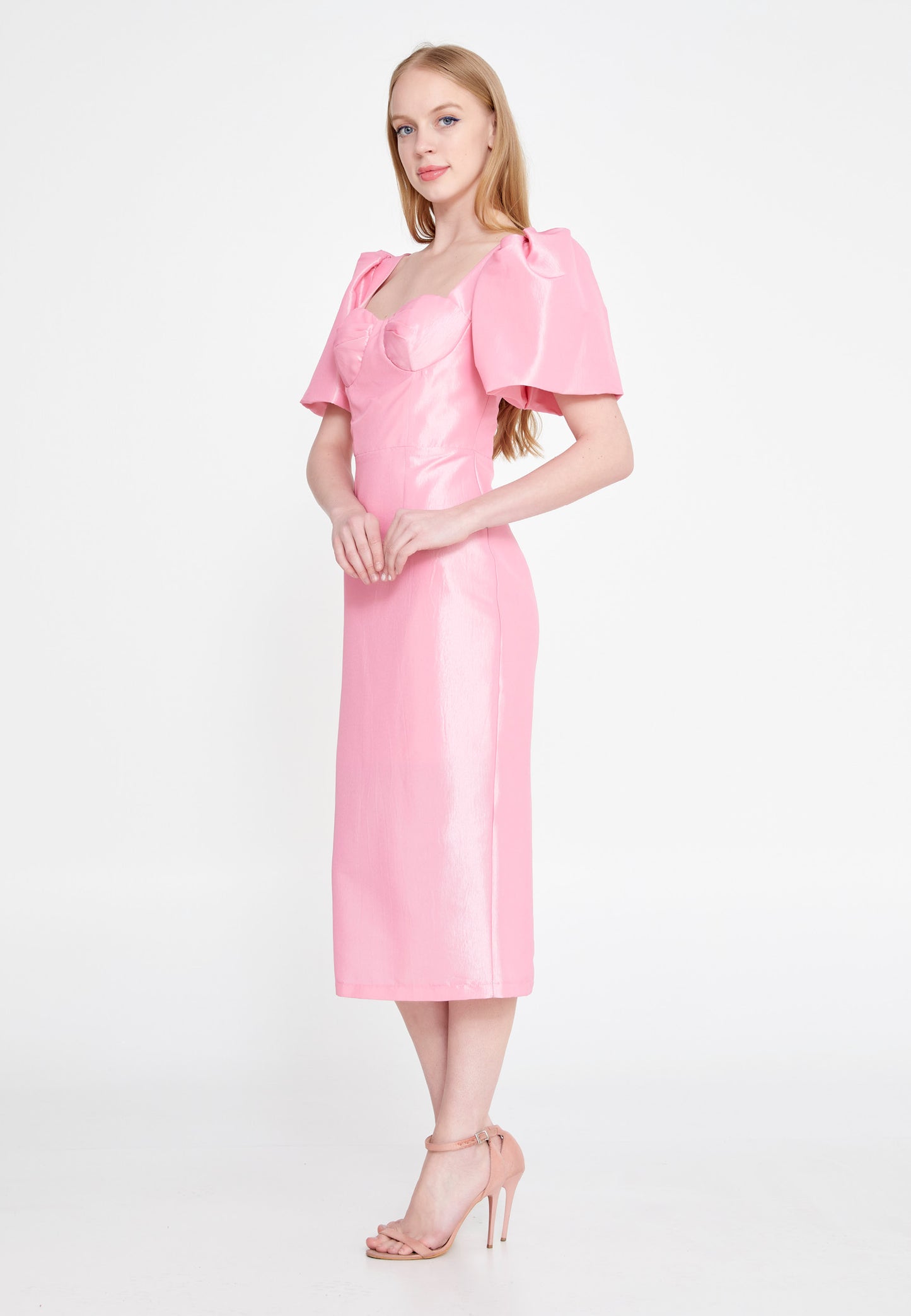 PINK TAFFETA BUSTIER DRESS