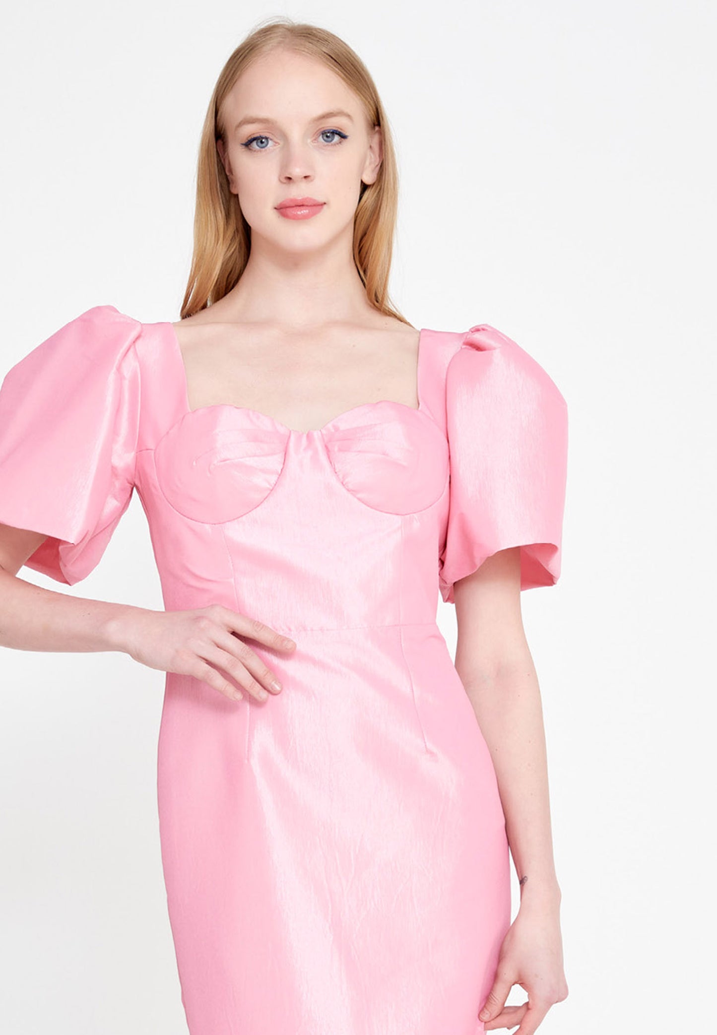 PINK TAFFETA BUSTIER DRESS
