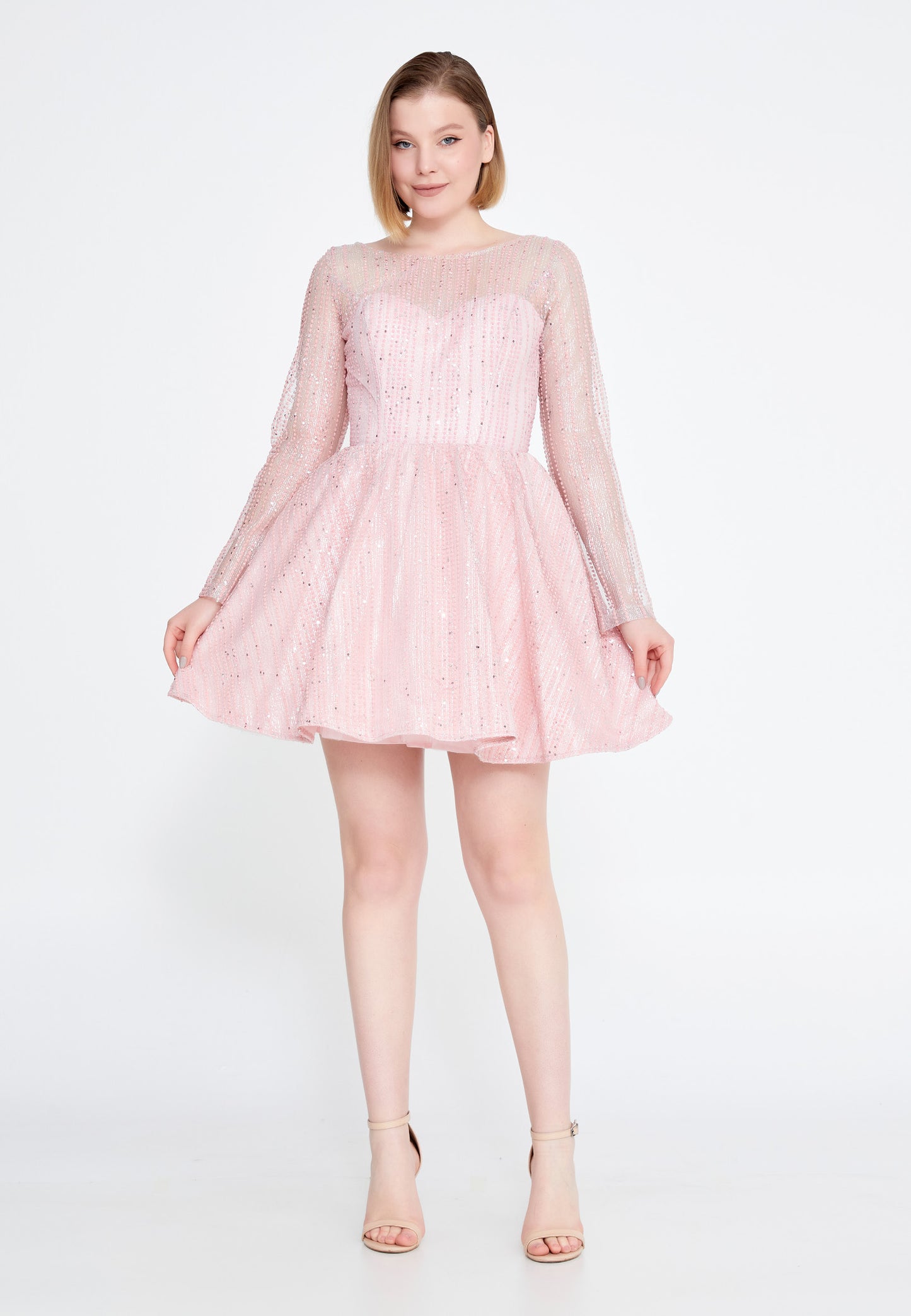 PINK SWEETHEART SILVER GLITTER DRESS