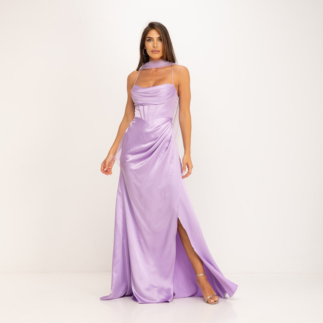 SATIN LILA CORSET DRESS  EVENING DRESS