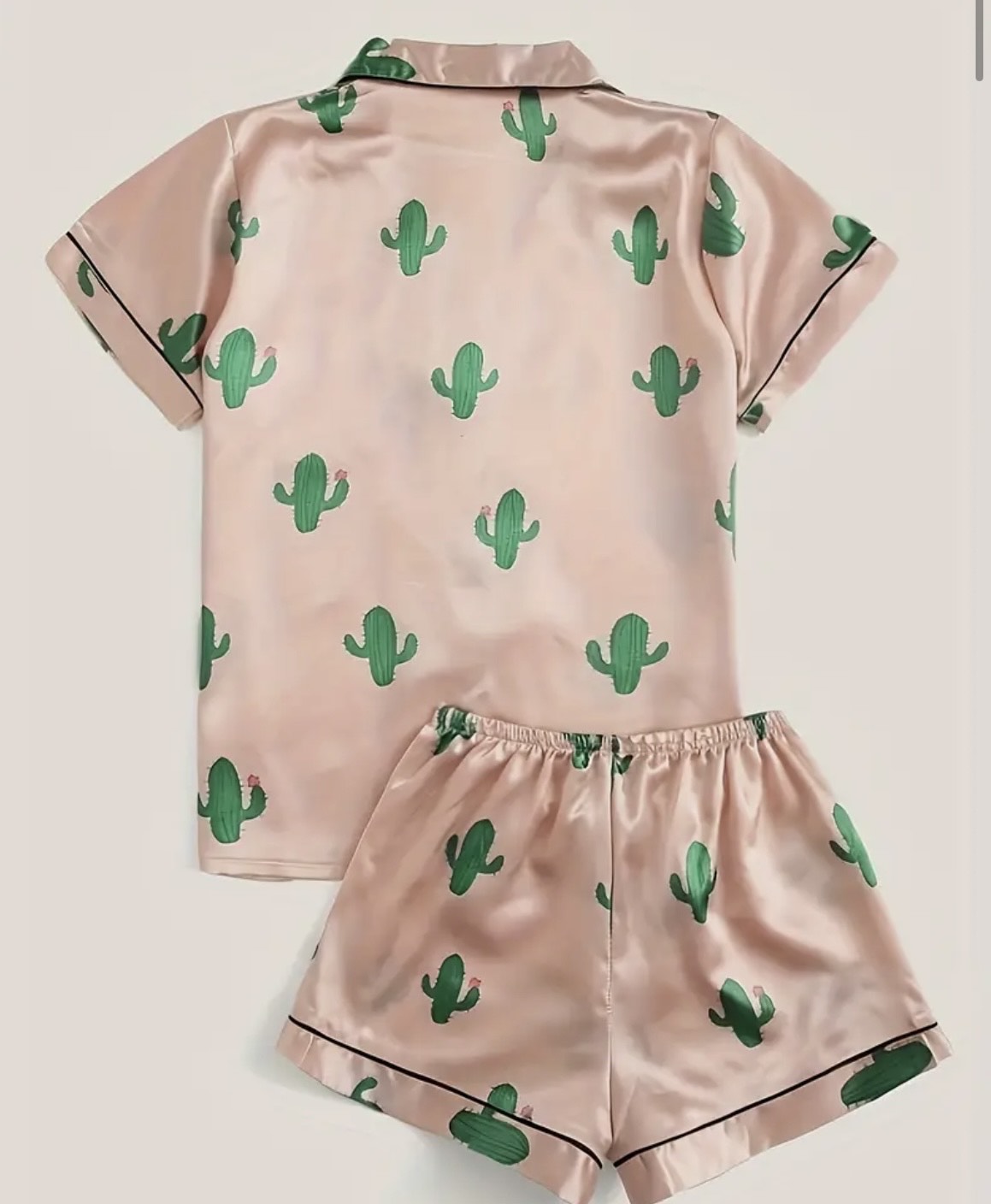 SATIN CACTUS PRINT SHORT PYJAMA SET