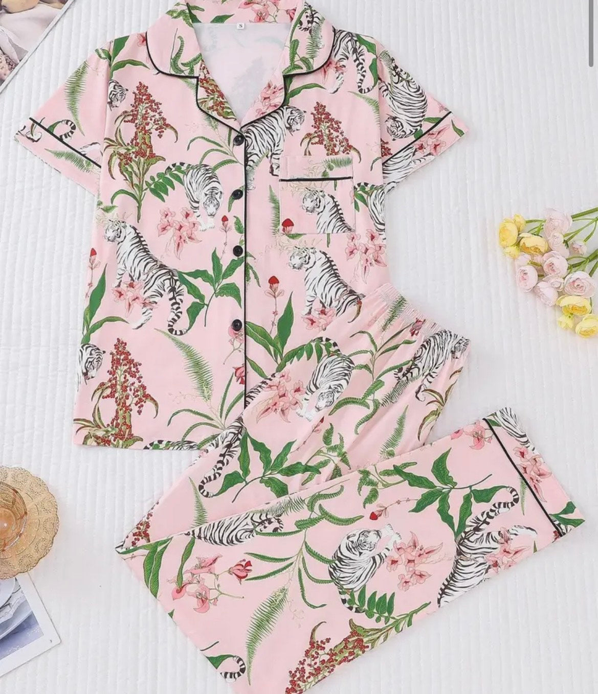 PINK TIGER SHORT SLEEVE PYJAMAS SET