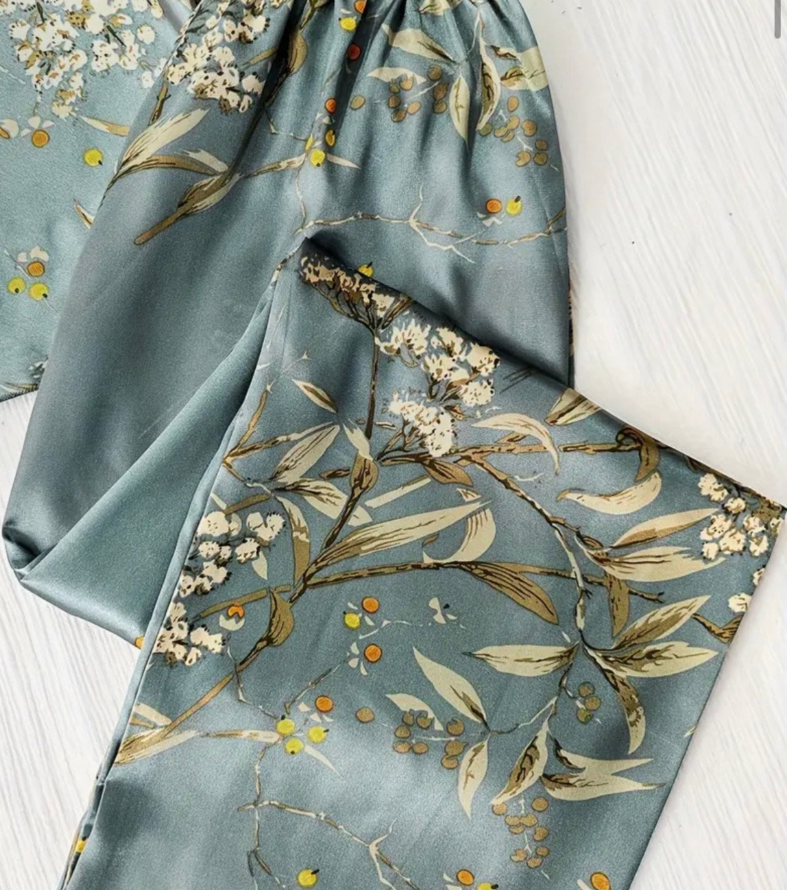 SATIN SILKY BLUE LUXURY PYJAMA SET