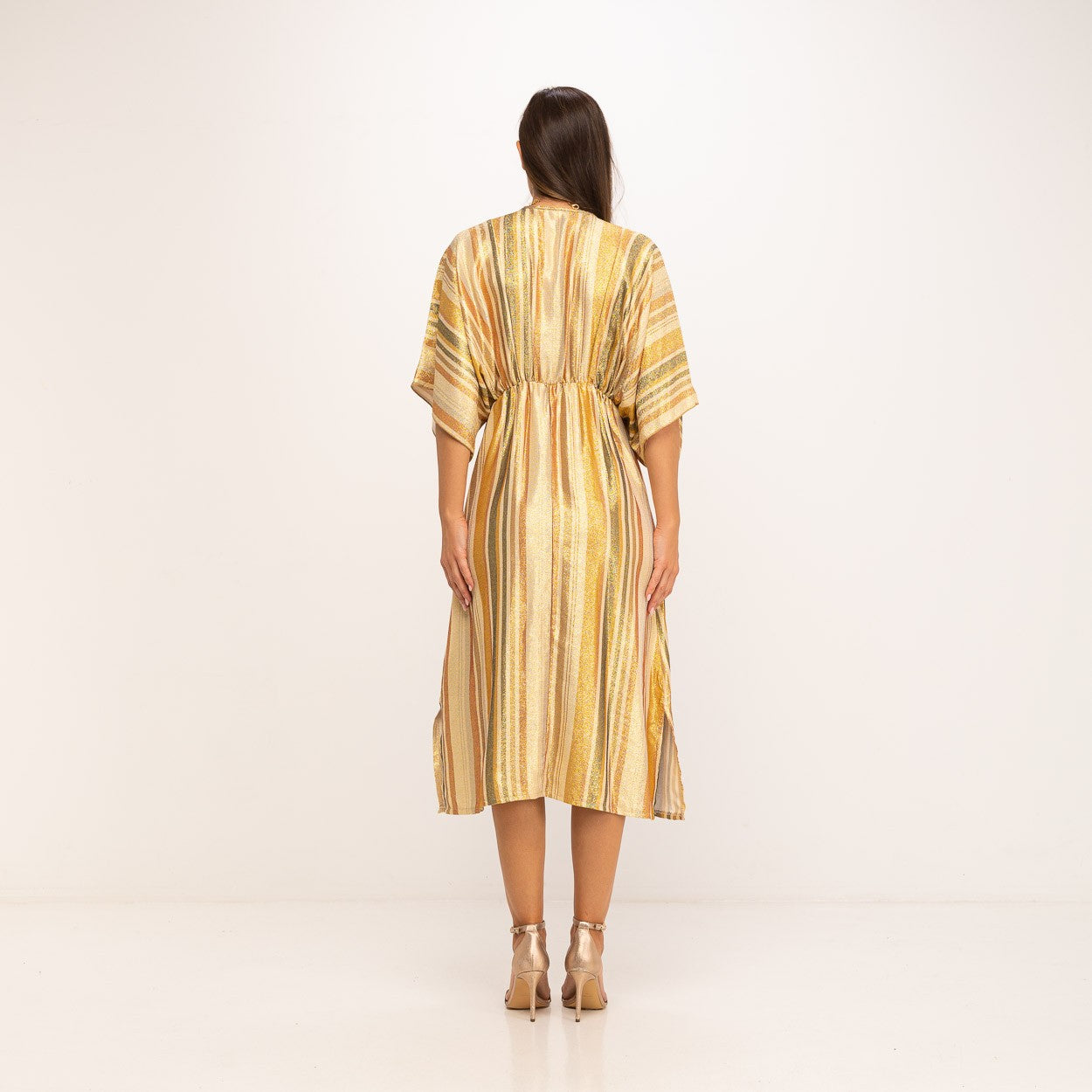 GOLD YELLOW LUREX STRIPE DRESS