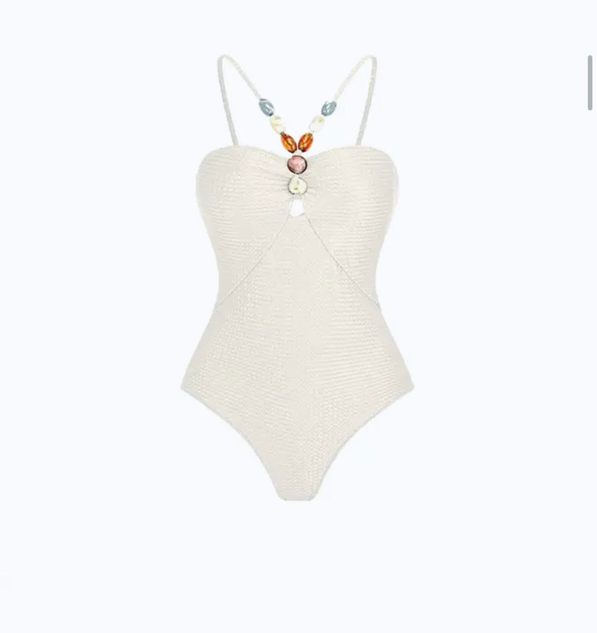 WHITE TEXTURED STRAPPY JEWEL SWIMSUIT