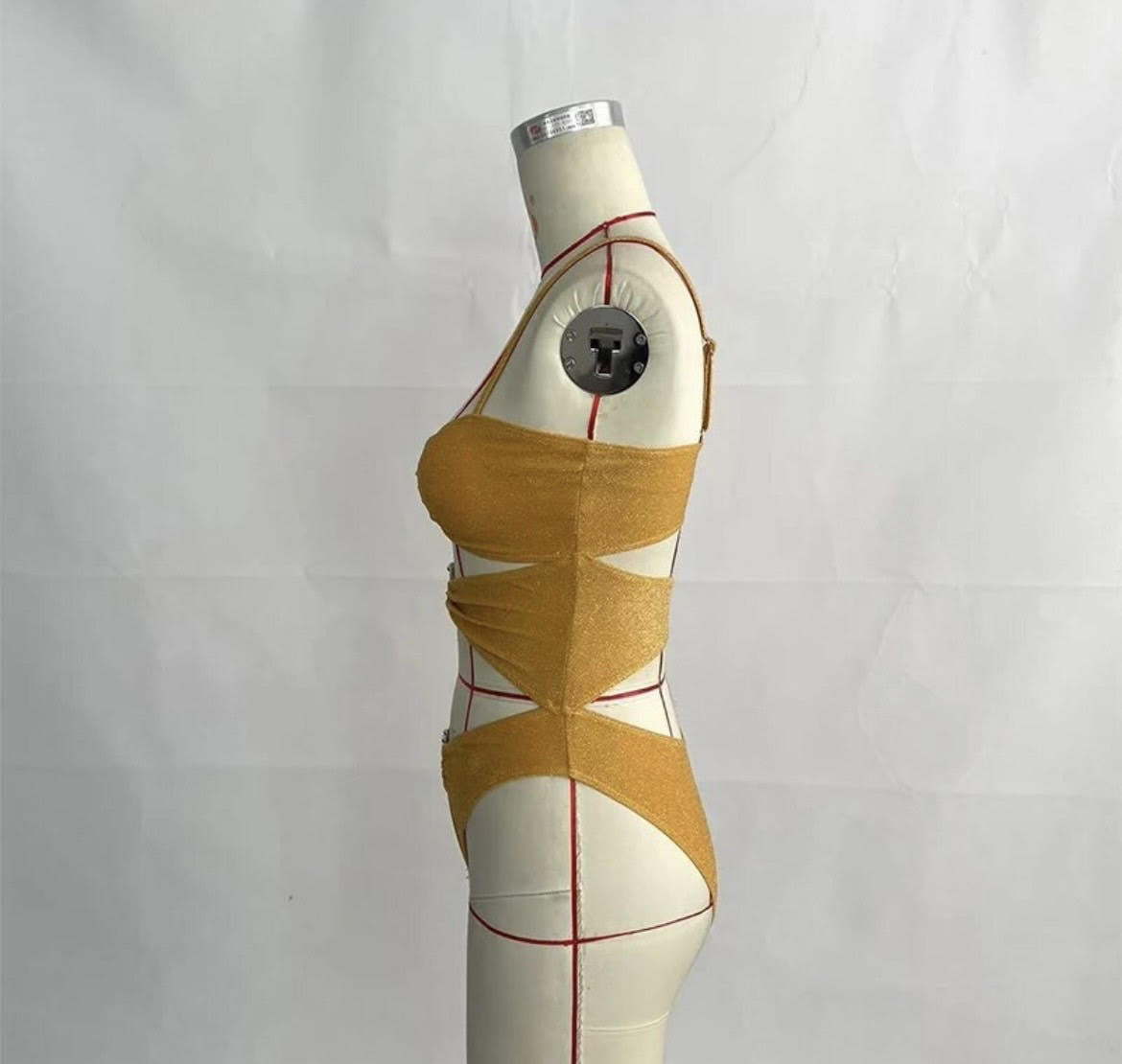 HONEY LUREX CUT OUT BATHING SUIT