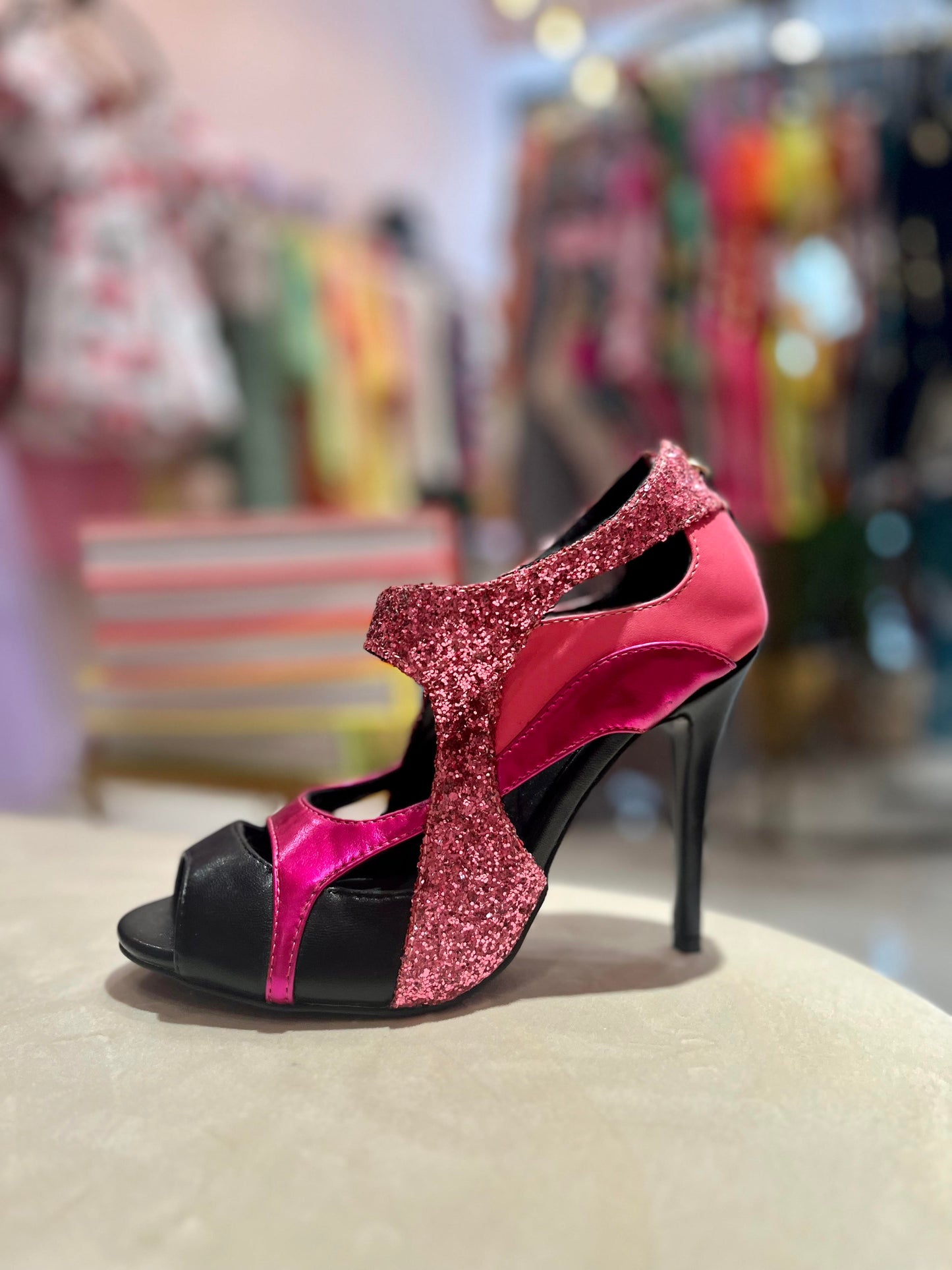 COLOR BLOCK PINK METALLICS LEATHER ANKLE BOOTS