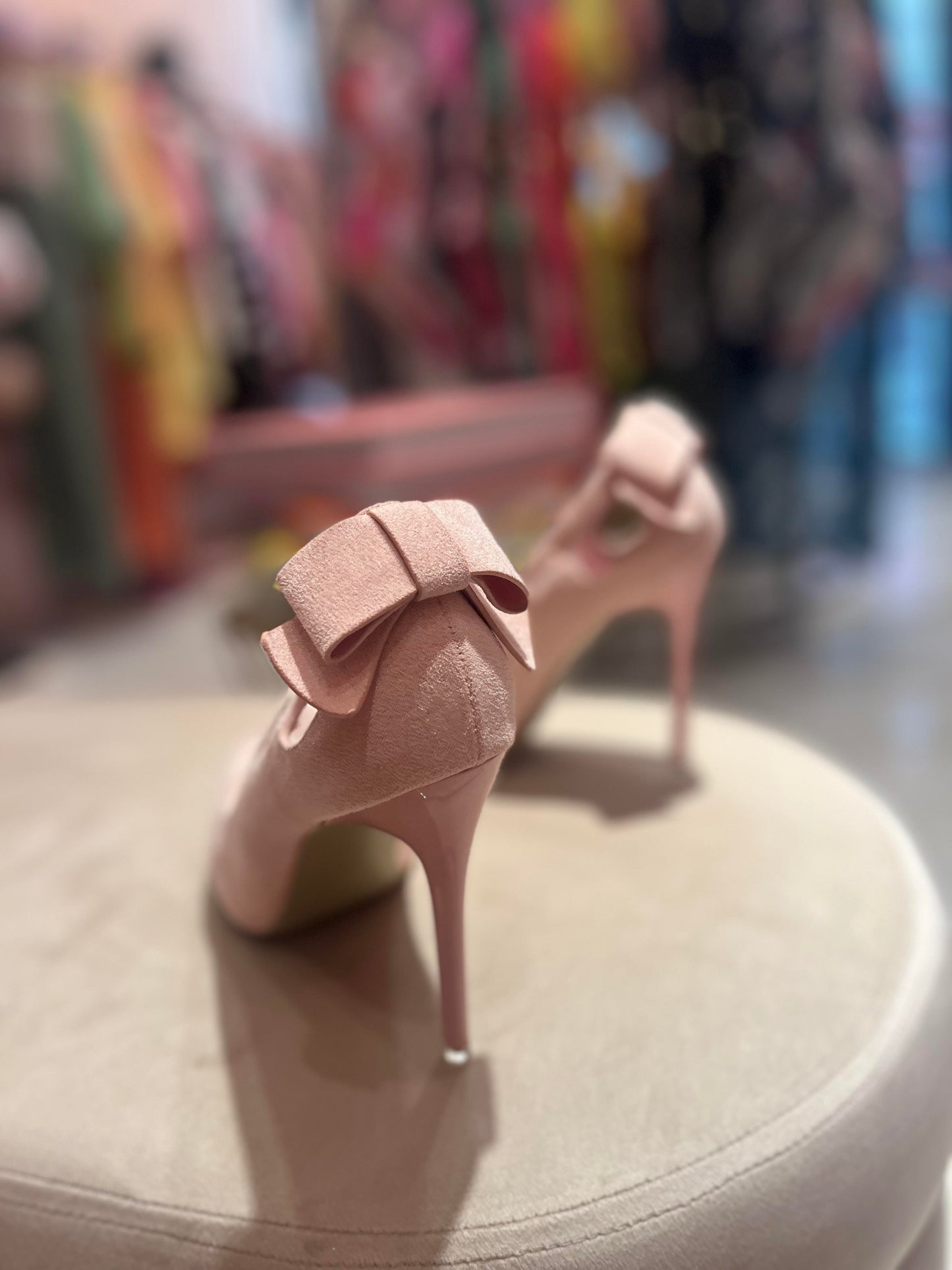 JUDY PINK SUEDE BOW PUMP