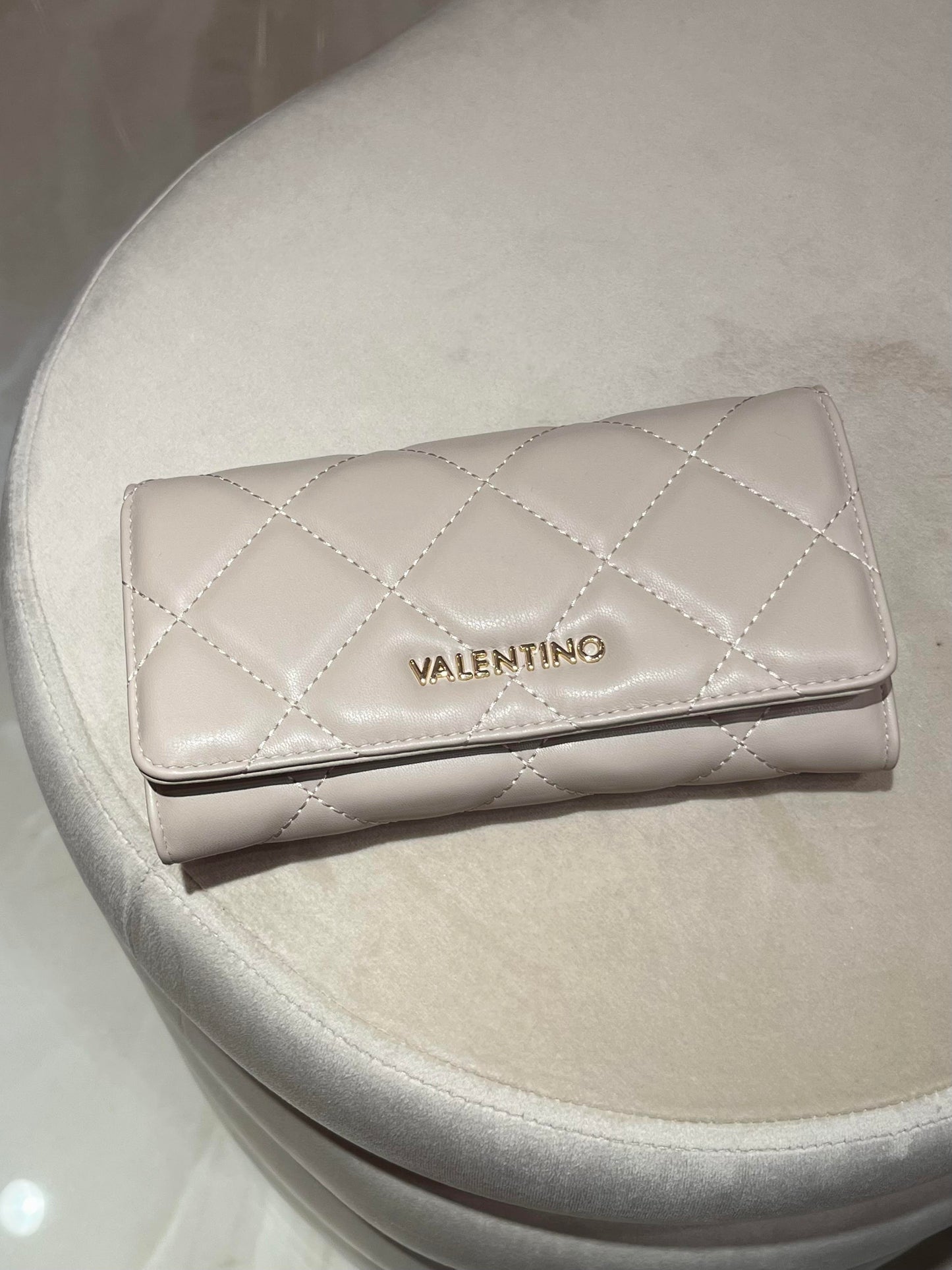 QUILTED ECRU VALENTINO WALLET