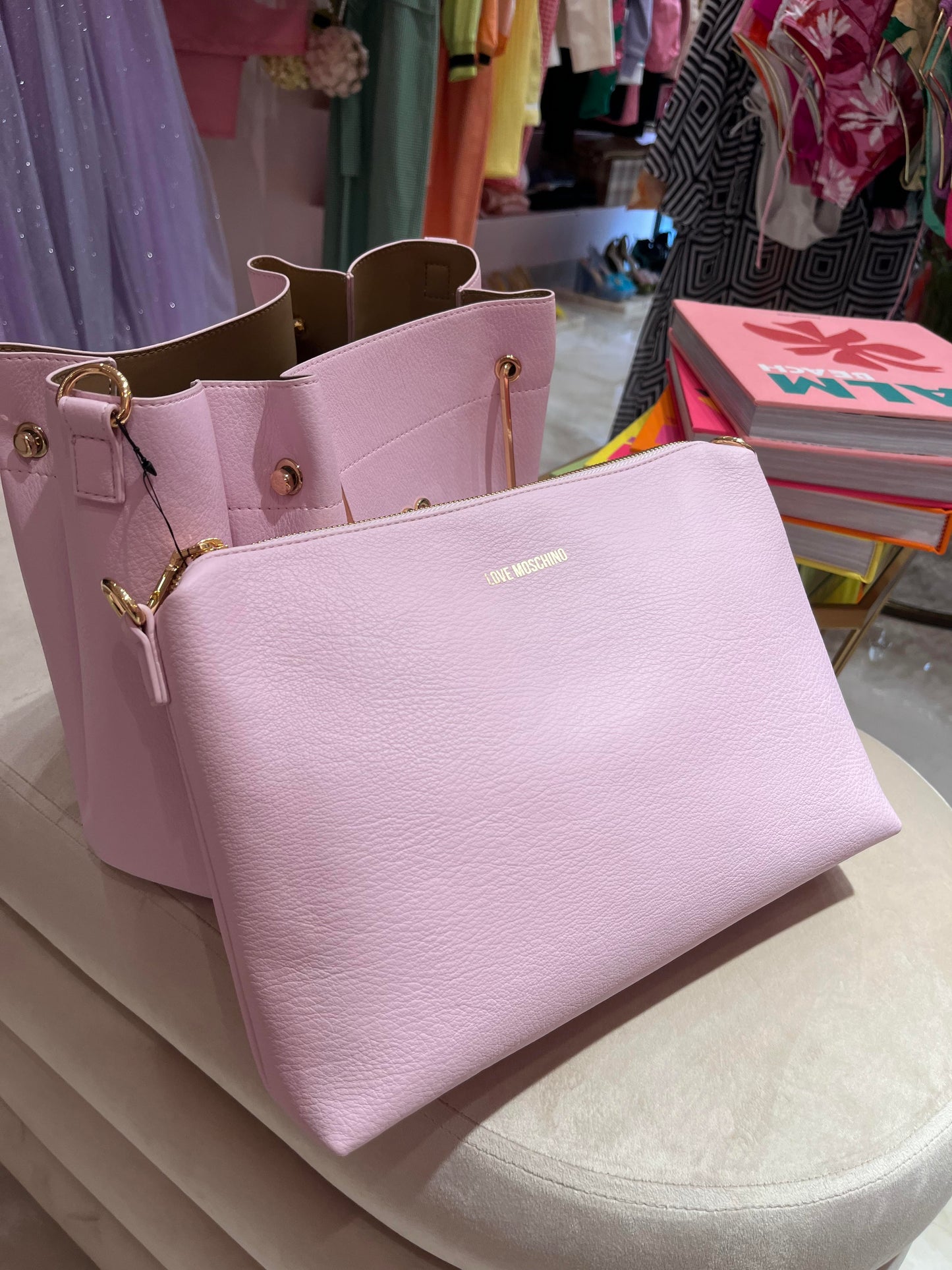 LOVE MOSCHINO LILA PINK VEGAN LEATHER BAG