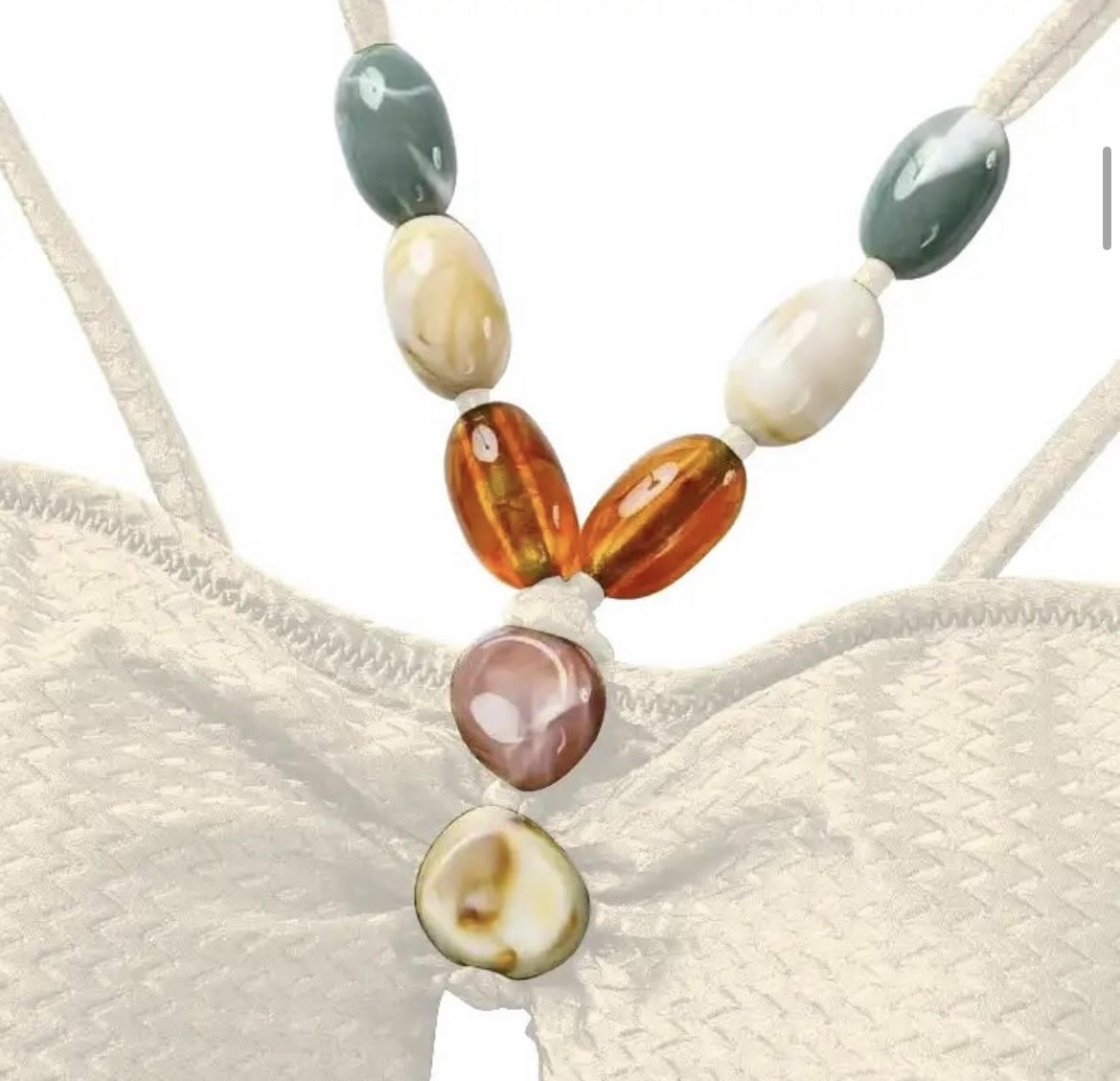 WHITE TEXTURED STRAPPY JEWEL SWIMSUIT