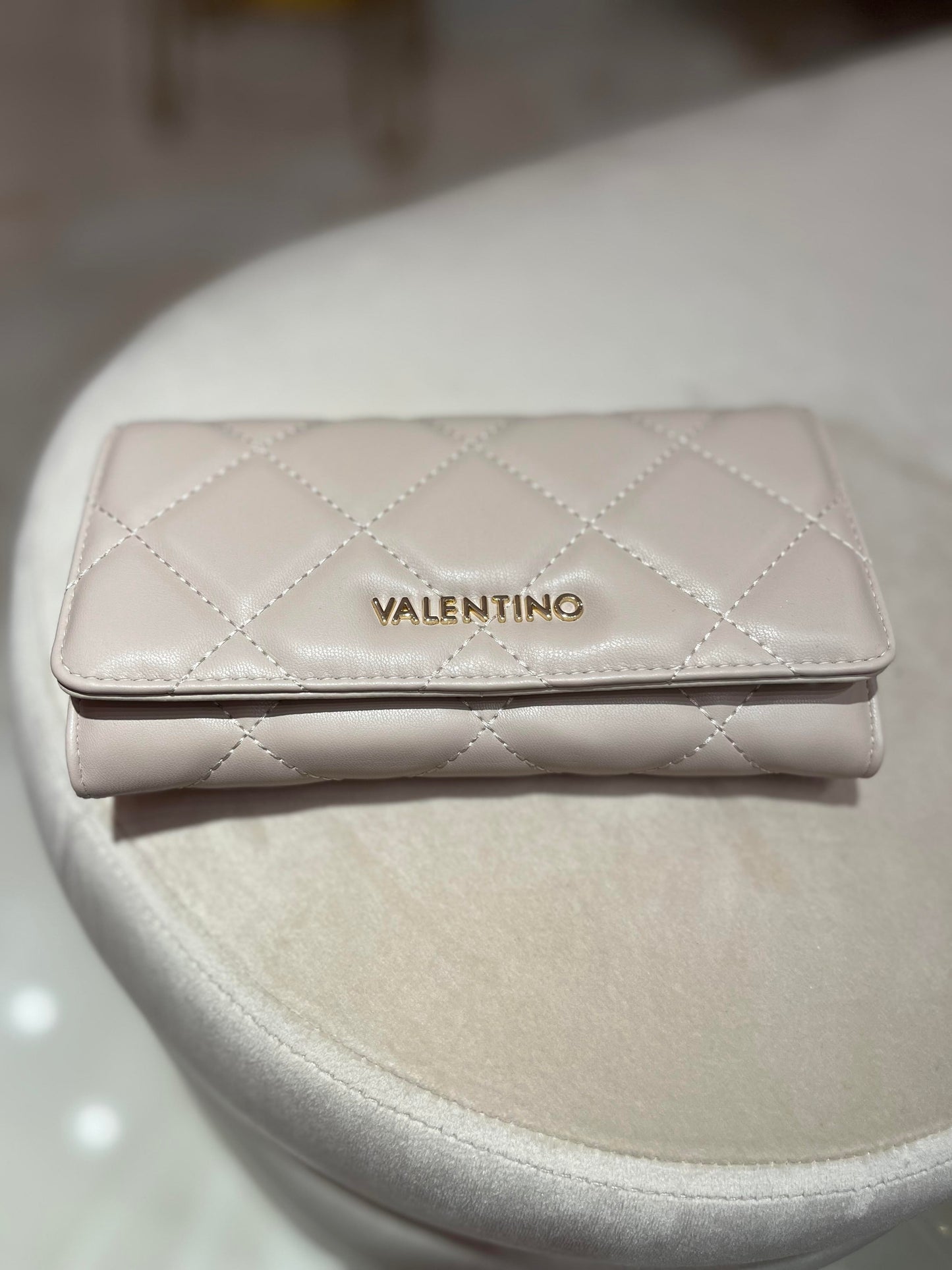 QUILTED ECRU VALENTINO WALLET