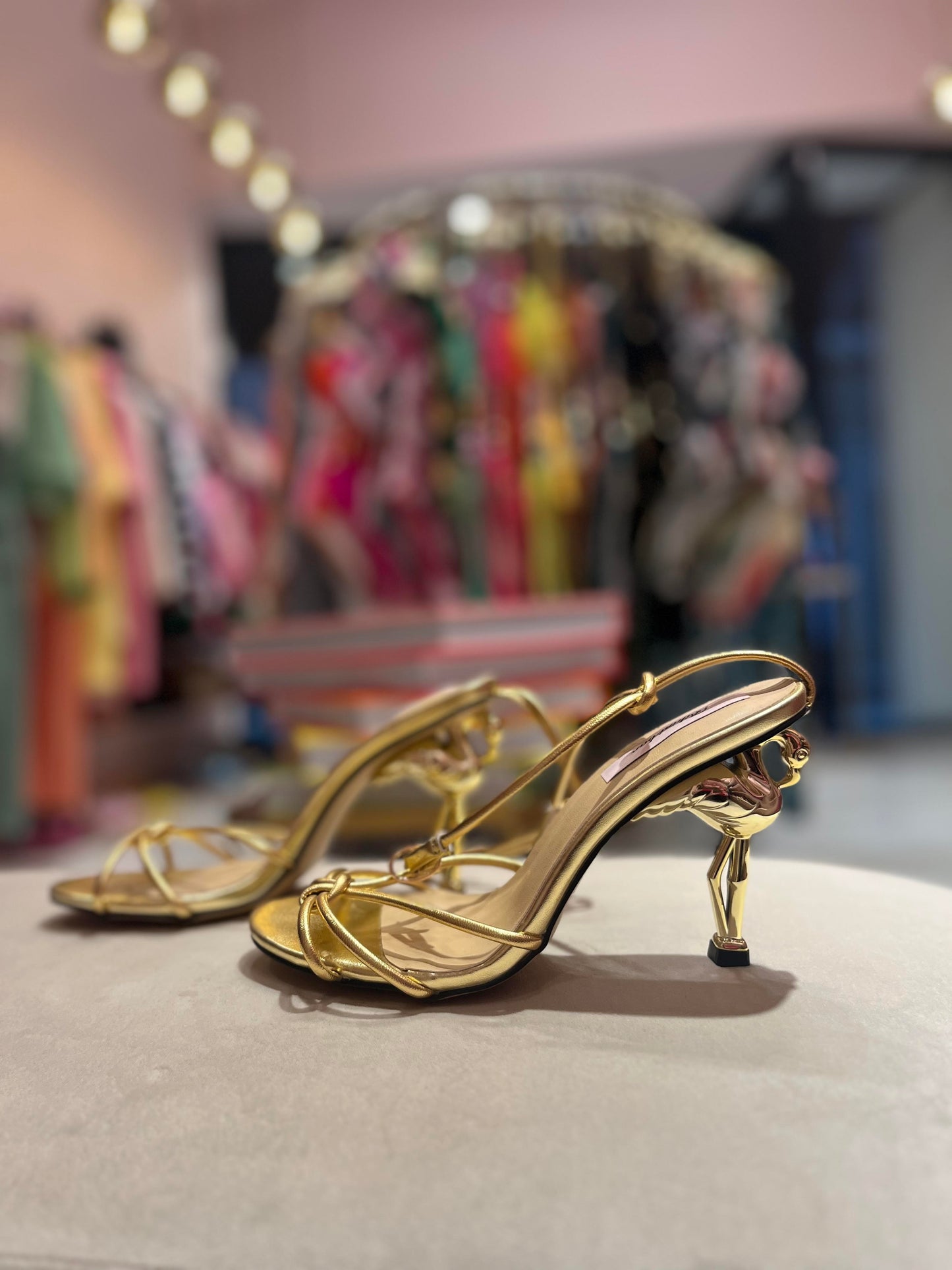 GOLD STRAPPY FLAIMINGO HEEL