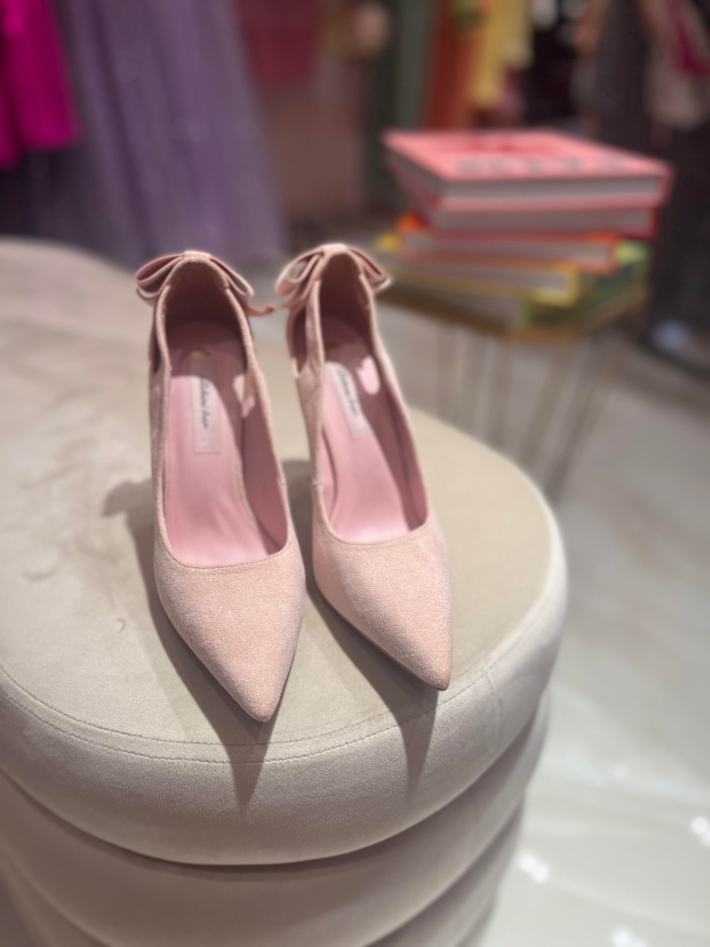 JUDY PINK SUEDE BOW PUMP