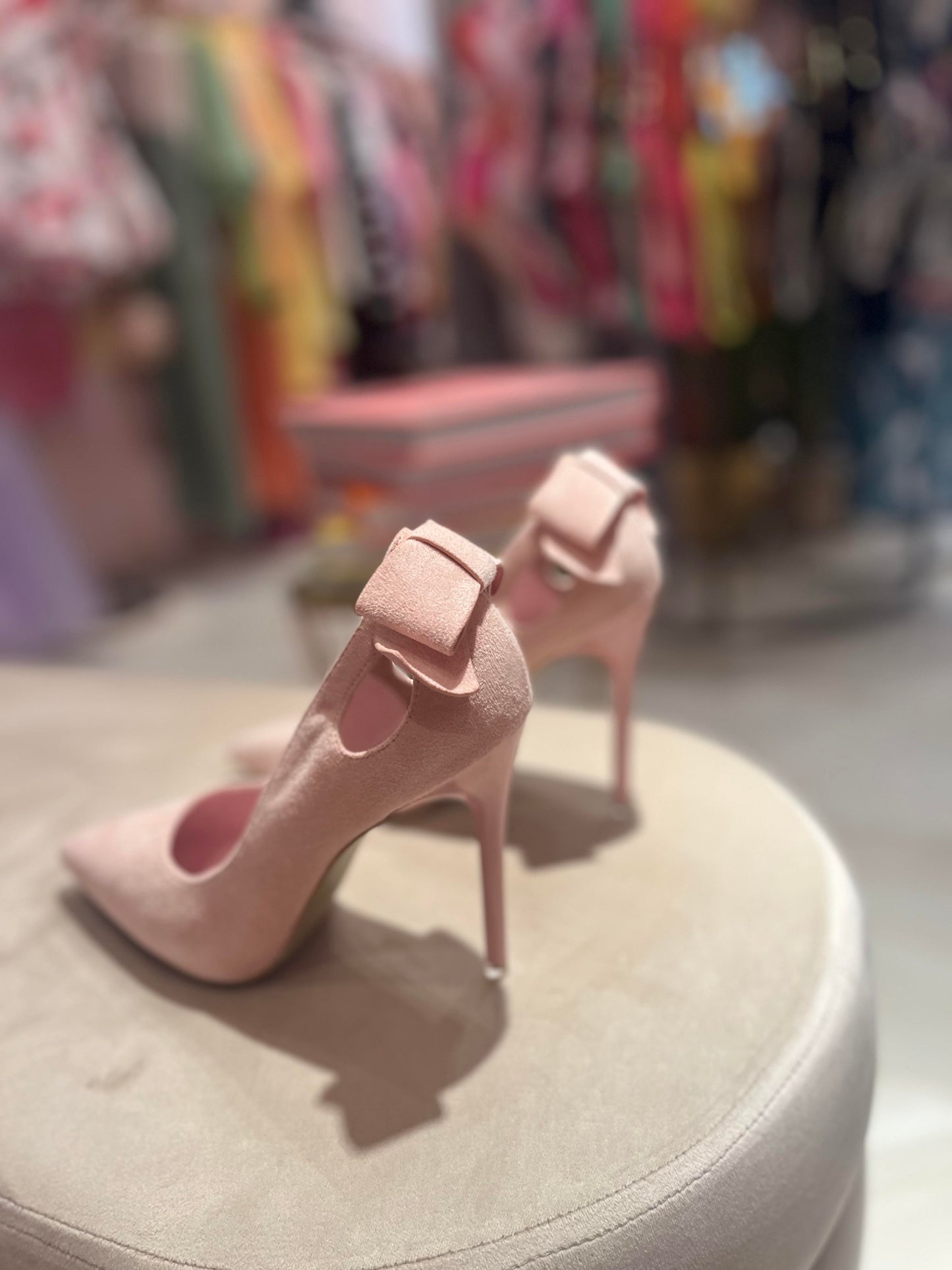 JUDY PINK SUEDE BOW PUMP