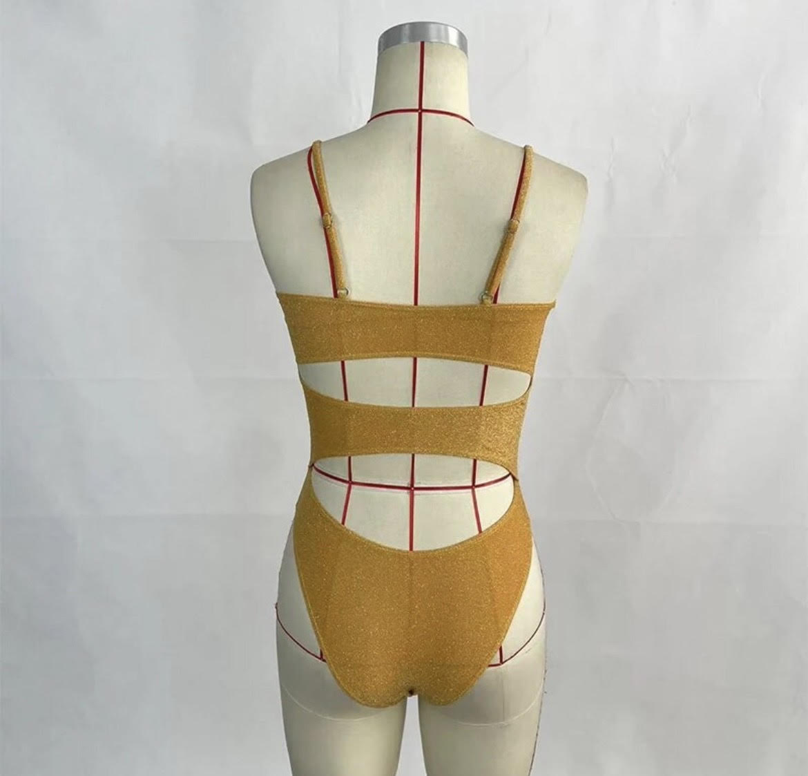 HONEY LUREX CUT OUT BATHING SUIT