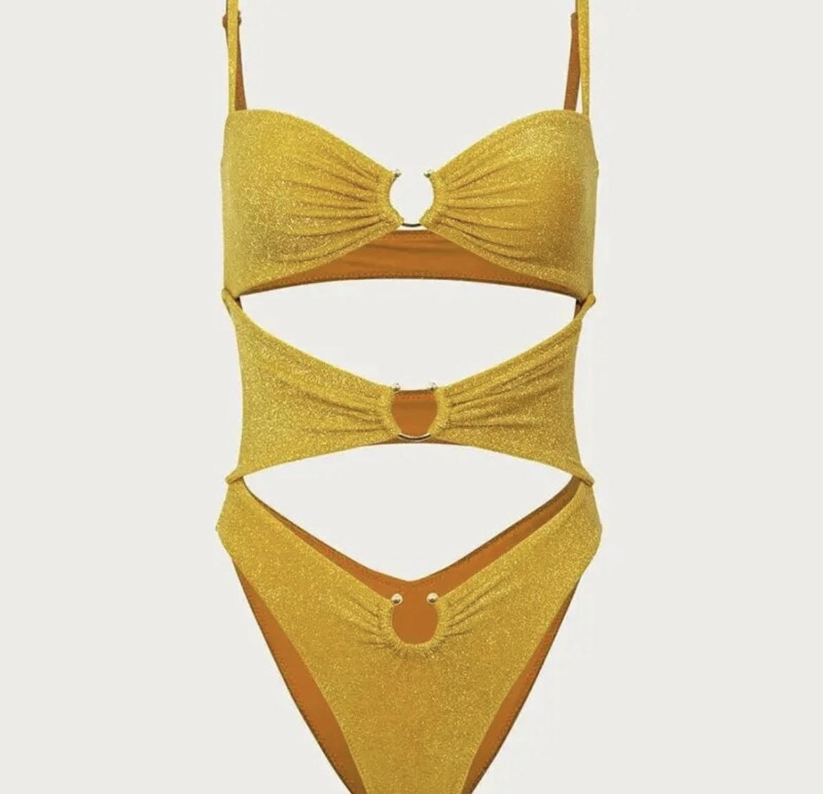 HONEY LUREX CUT OUT BATHING SUIT