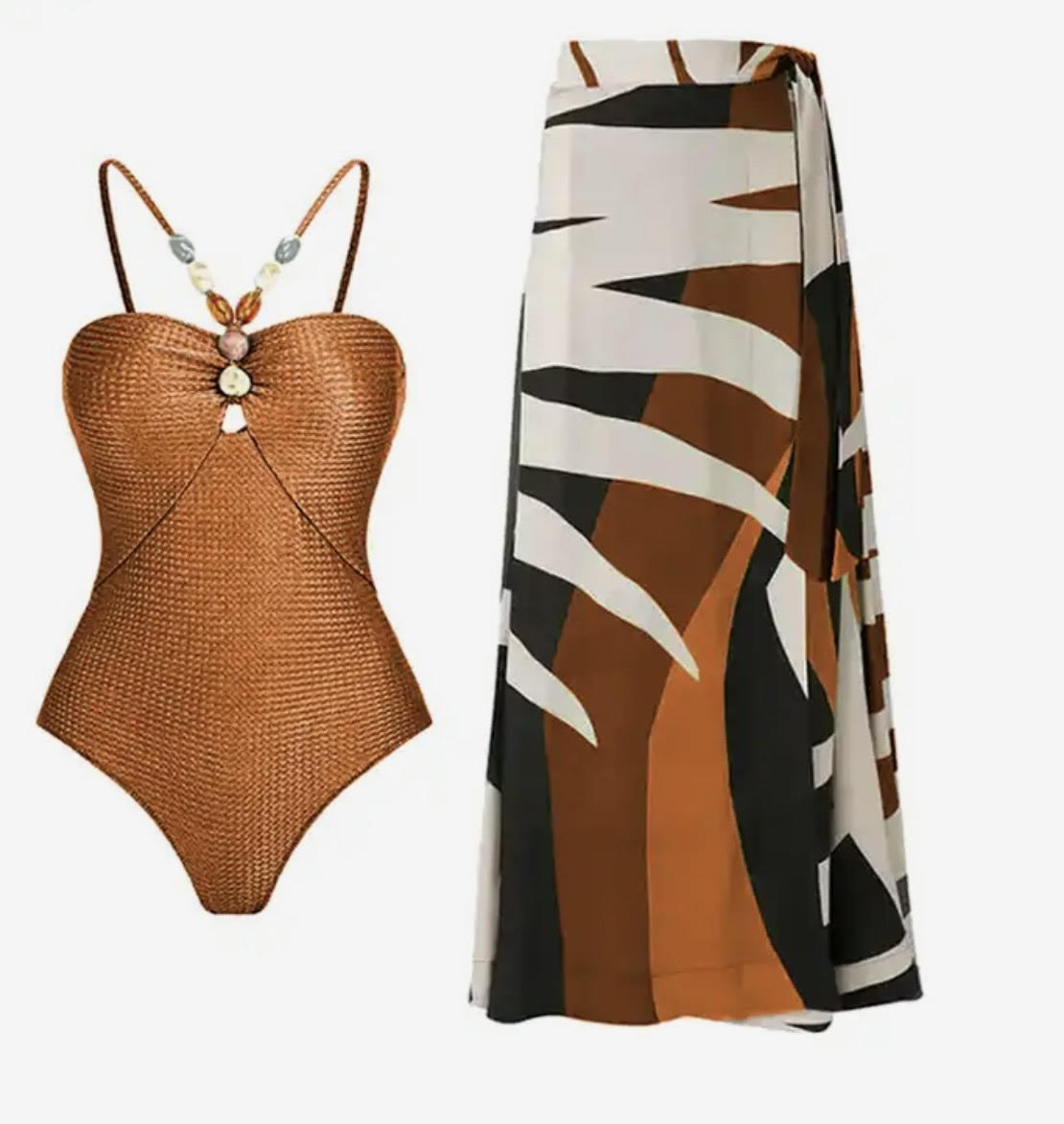 PAREO BROWM AMBER PALM PATTERN