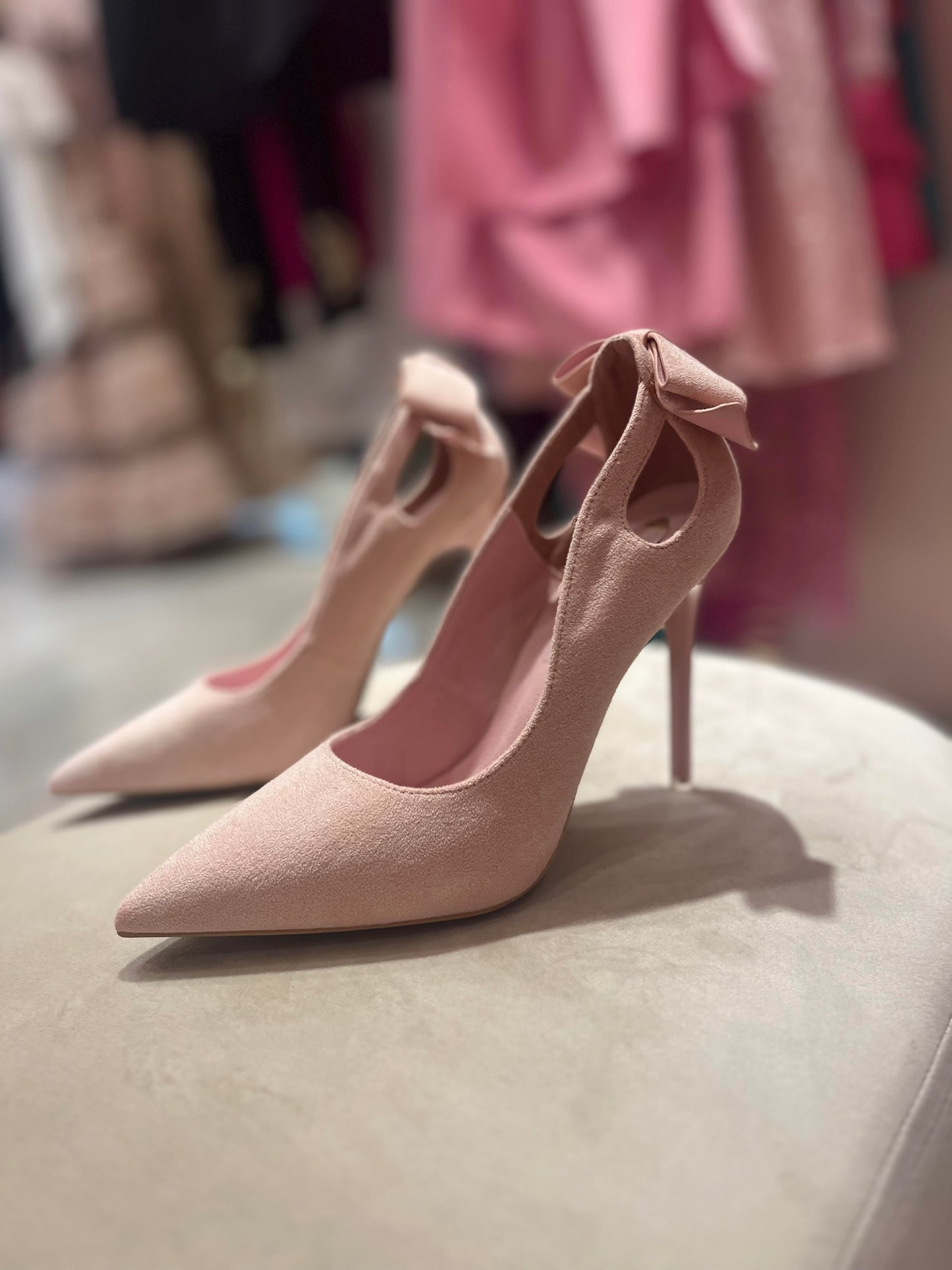 JUDY PINK SUEDE BOW PUMP
