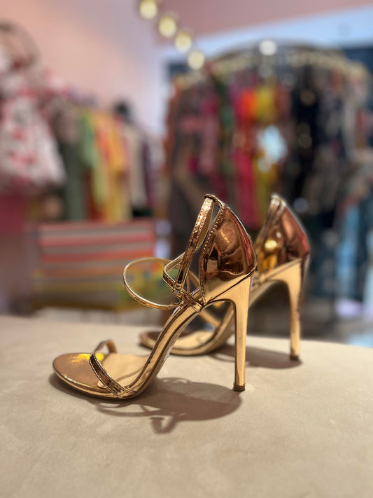 BRONZIE GOLD STRAPY HEELS